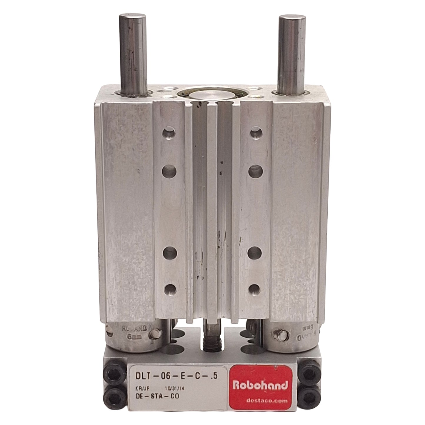 Used Destaco DLT-06-E-C-.5 Robohand Linear Slide, 0.5in Stroke, 100psi, 10-32 Ports