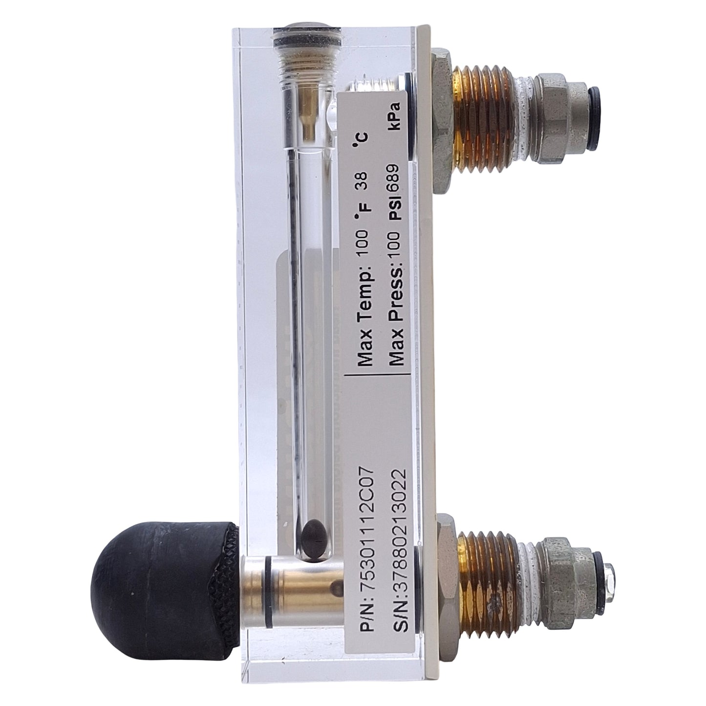 Used King Instruments 75301112C07 Rotameter 2" Scale, 20SCFH Air, 100psi Max