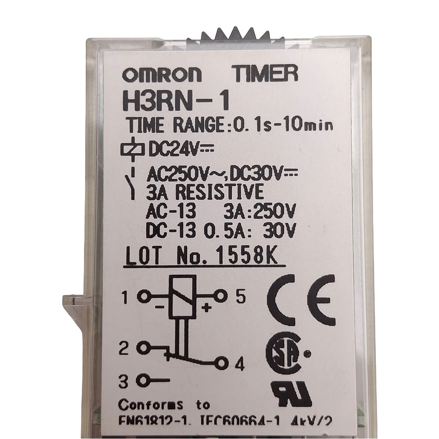 Used Omron H3RN-1 Solid State Timer Relay, SPDT, 0.1s-10min, 30VDC/240VAC, 24VDC Coil