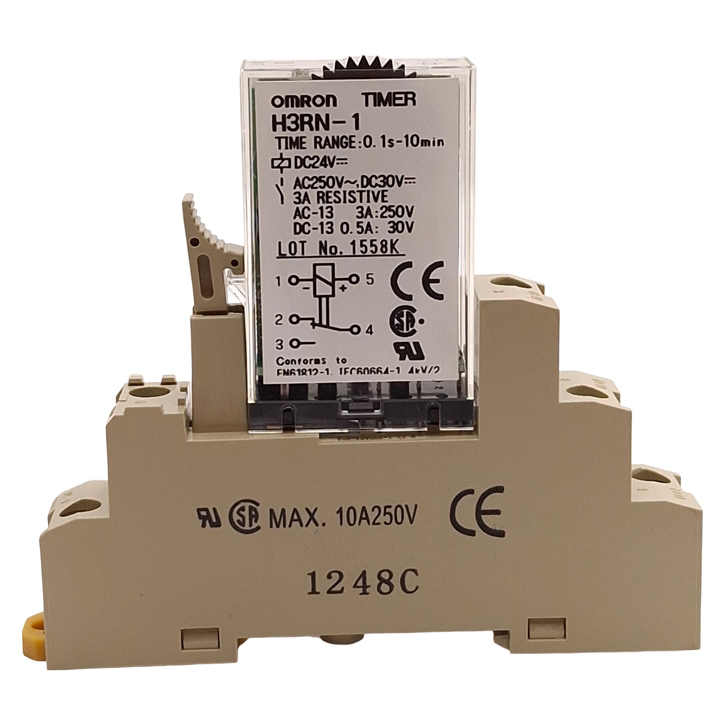 Used Omron H3RN-1 Solid State Timer Relay, SPDT, 0.1s-10min, 30VDC/240VAC, 24VDC Coil