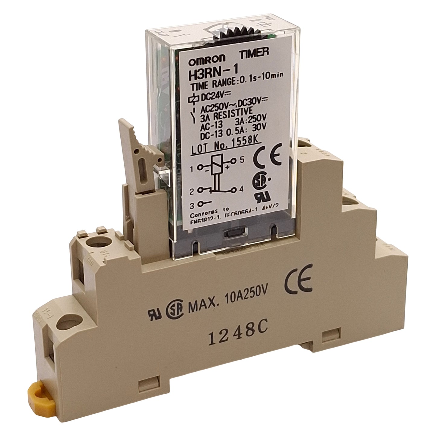 Used Omron H3RN-1 Solid State Timer Relay, SPDT, 0.1s-10min, 30VDC/240VAC, 24VDC Coil
