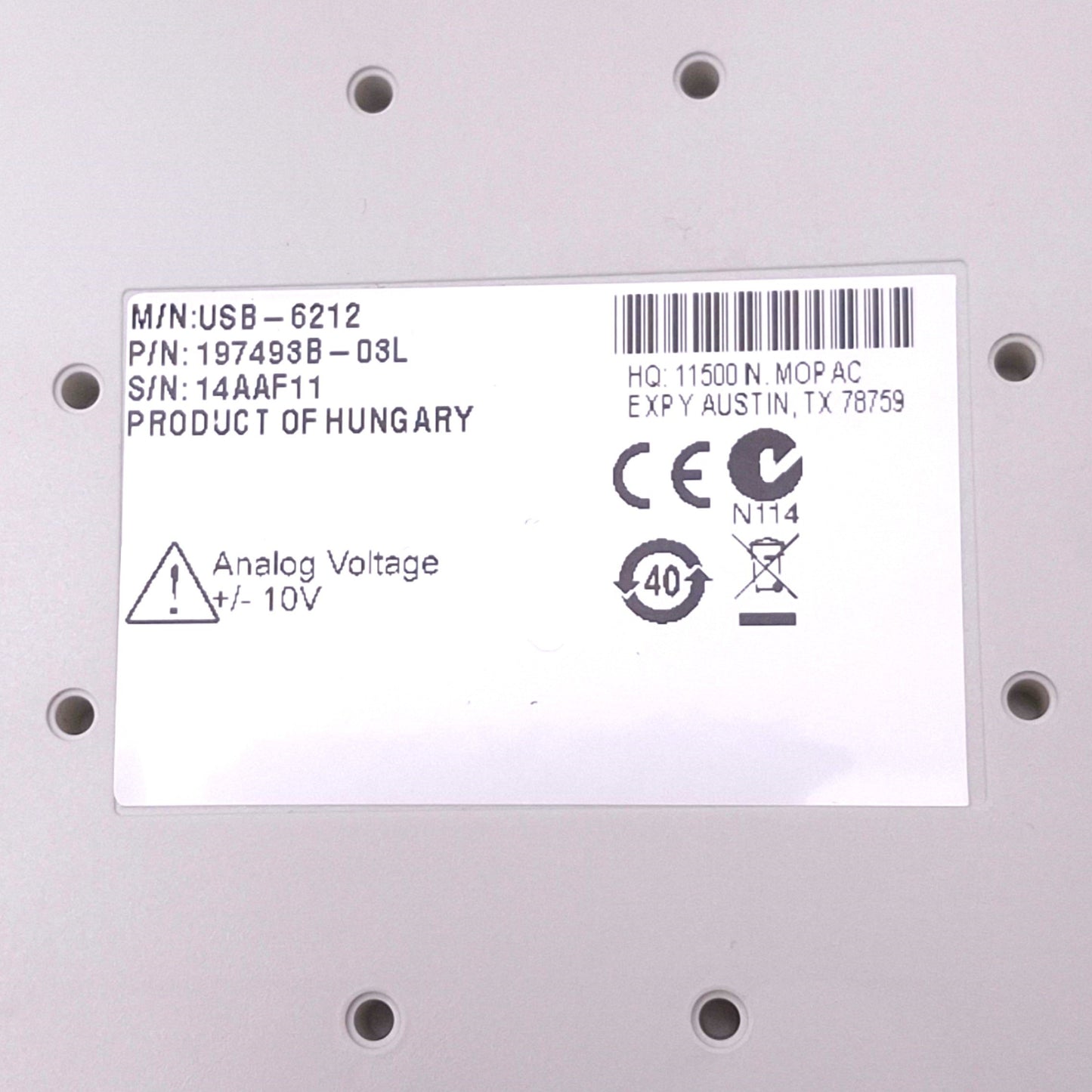 Used National Instruments USB-6212 197493B-03L I/O Device, 16AI 2AO, 32DIO Max, USB-B