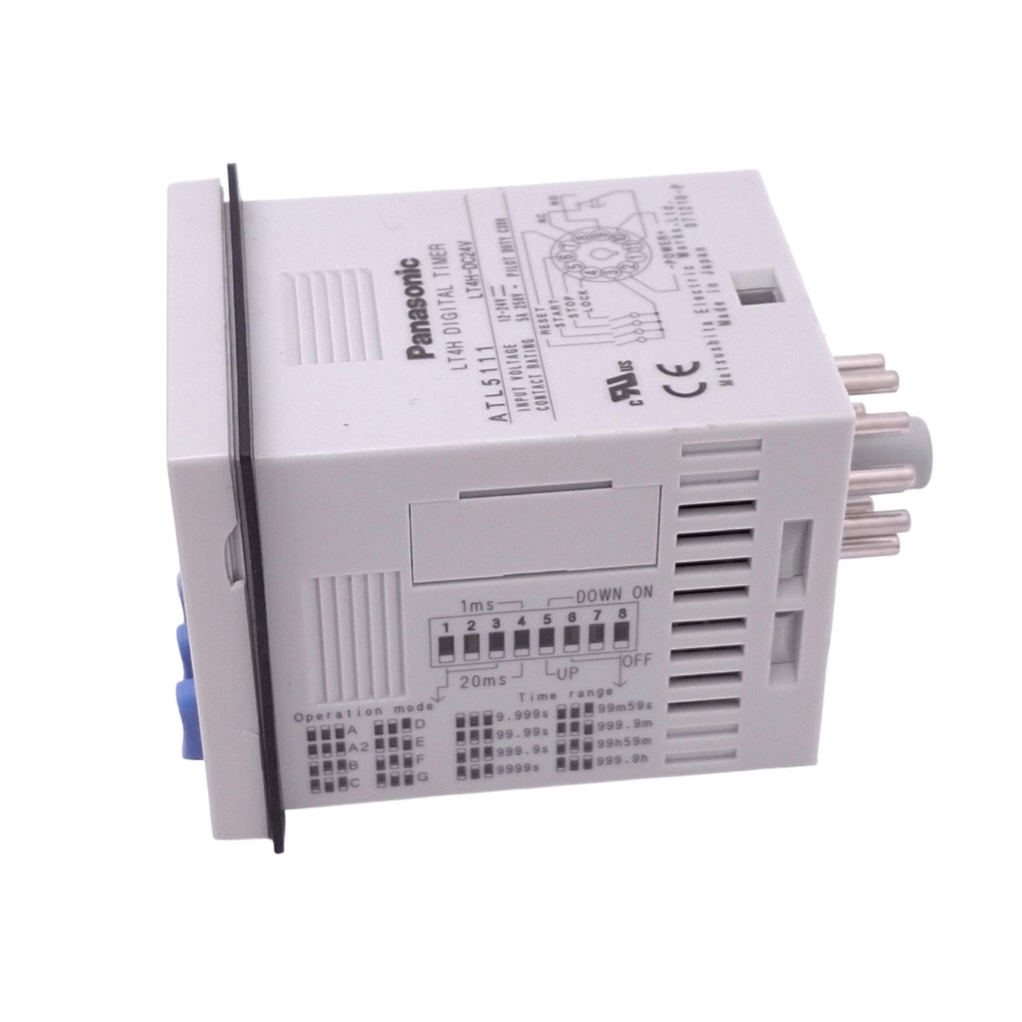 Used Panasonic LT4H-DC24V Digital Timer Delay Relay, SPDT, 0.001s-999.9h, 24VDC Coil