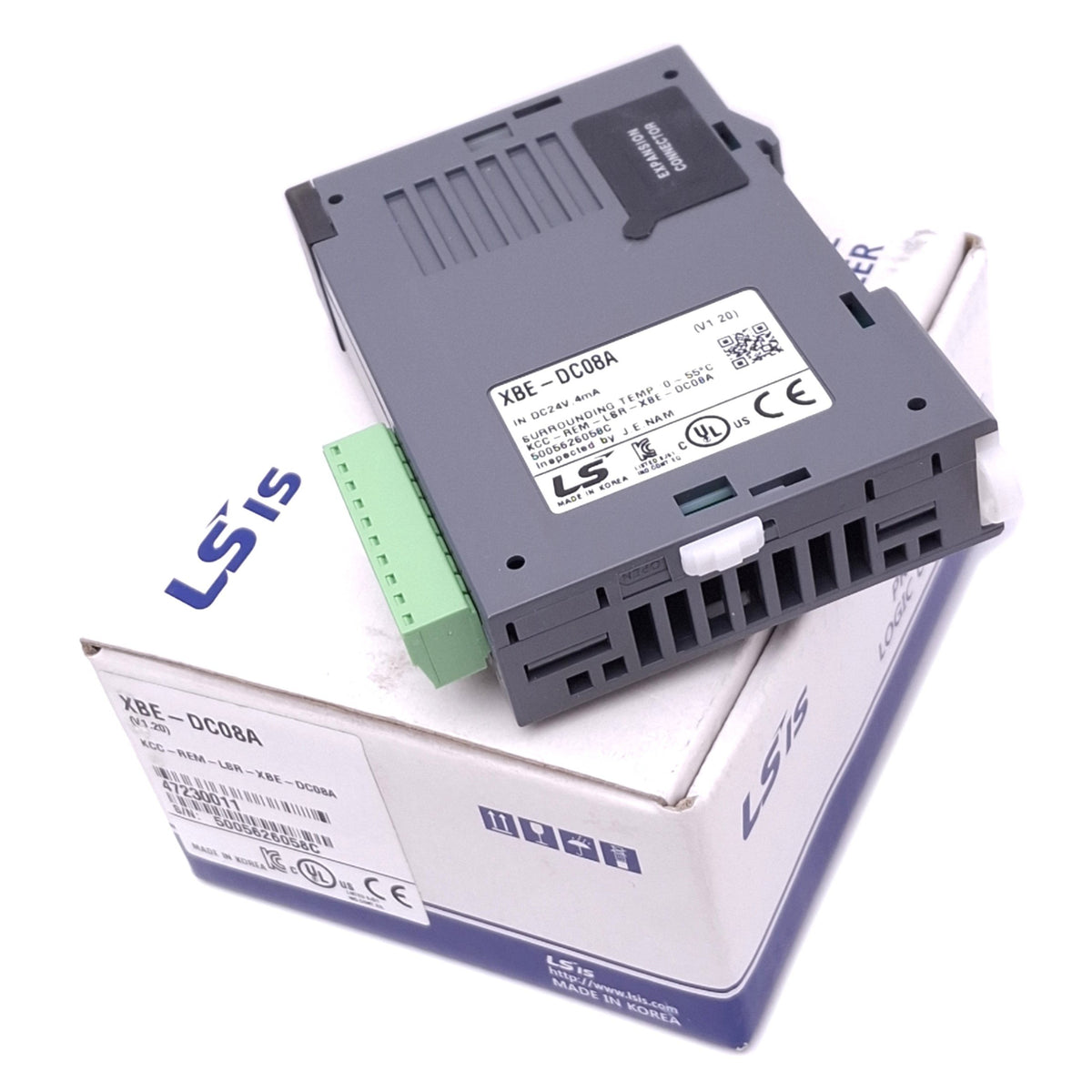 New LS Electric XBE-DC08A PLC Digital DC Input Module, 8-Point 24VDC 4mA, DIN Rail