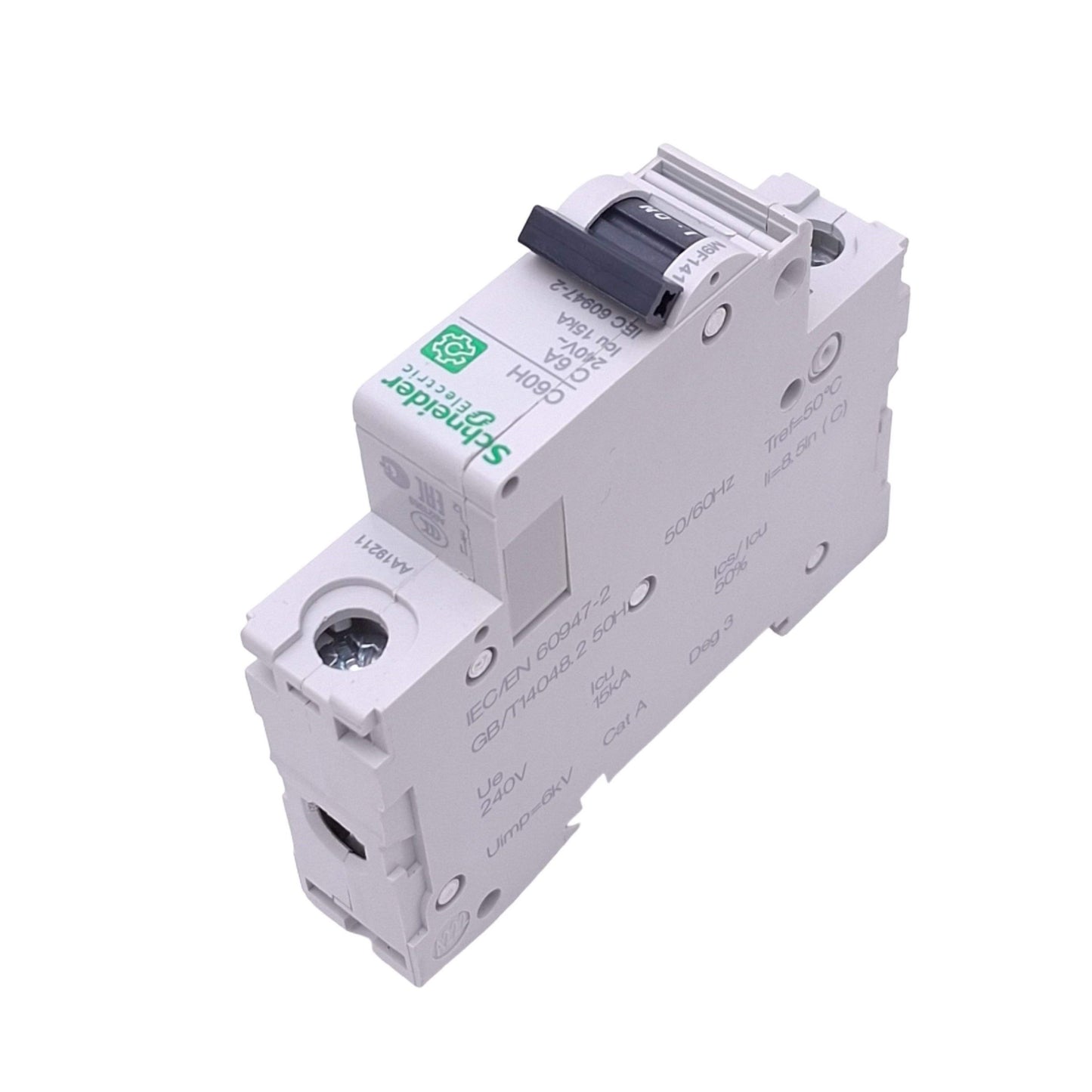 New – Open box Schneider Electric M9F14106 Circuit Breaker, 1-Pole 6A, 240VAC Max, DIN Rail