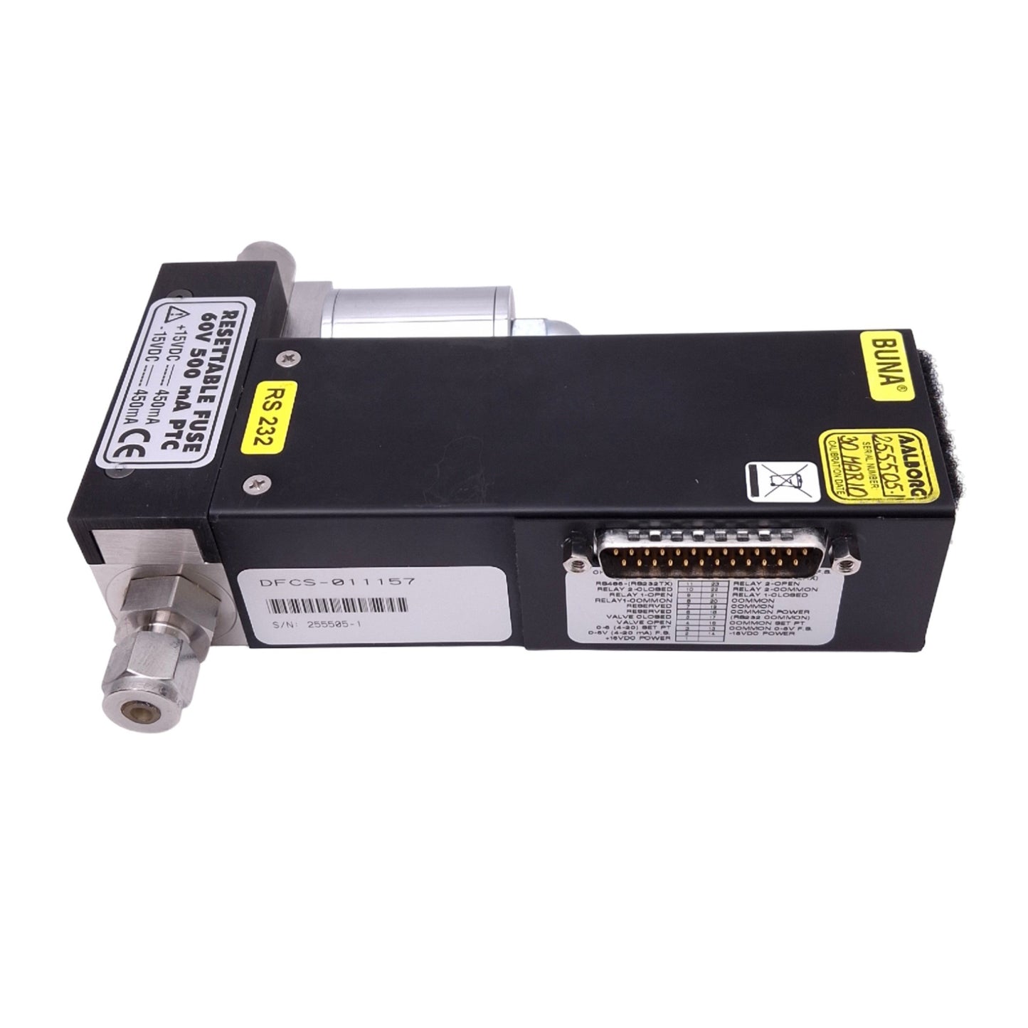 Used Aalborg DFCS-011157 DFC26 Mass Flow Controller, 0-5L/min 1000psi, RS232 15VDC