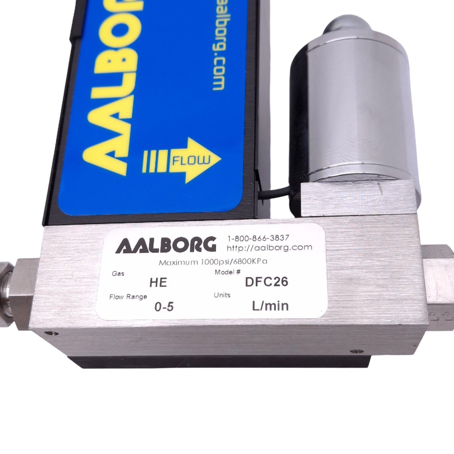 Used Aalborg DFCS-011157 DFC26 Mass Flow Controller, 0-5L/min 1000psi, RS232 15VDC