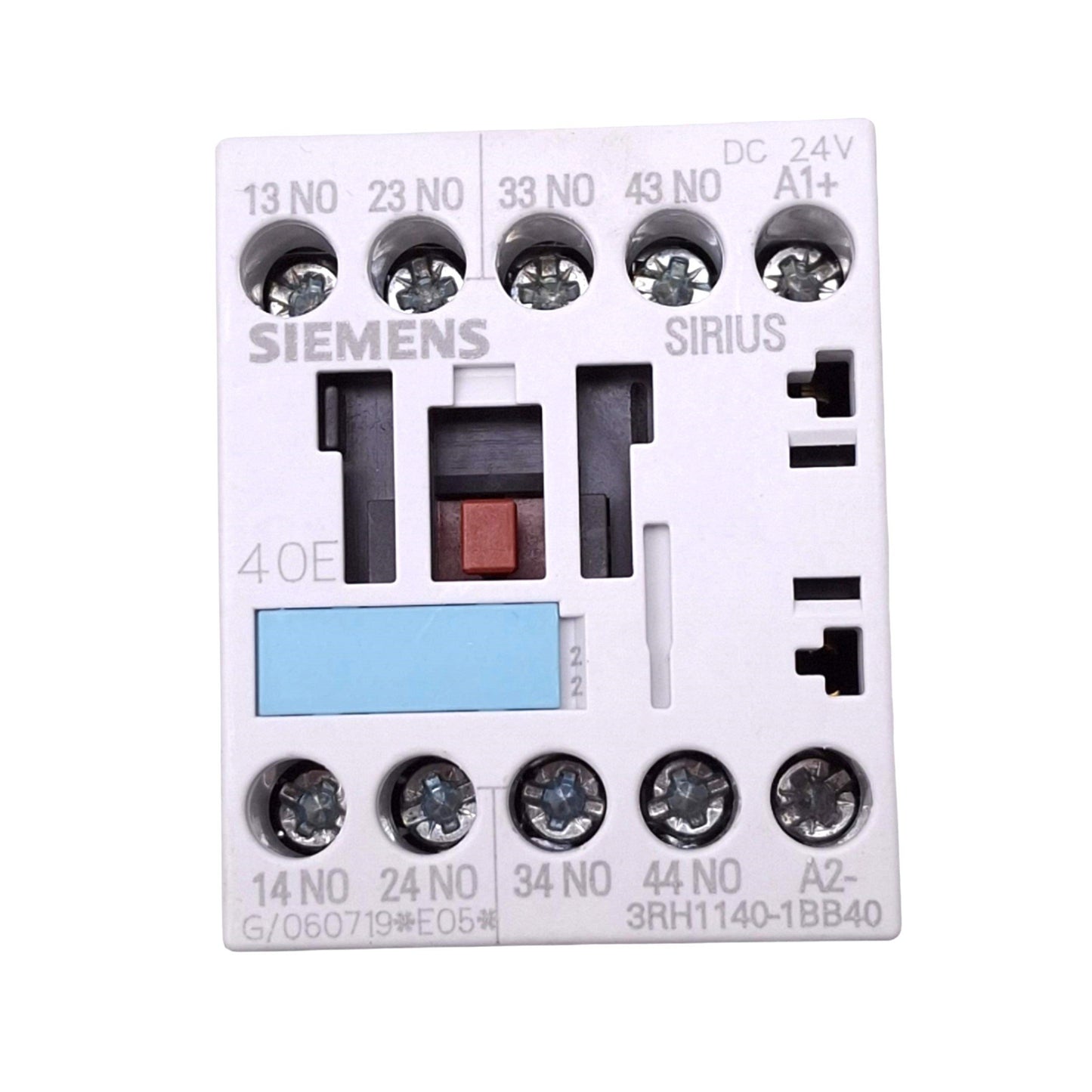 Used Siemens 3RH1140-1BB40 Contactor Relay, 4-Pole 4NO, 10A 600VAC Max, 24VDC Coil