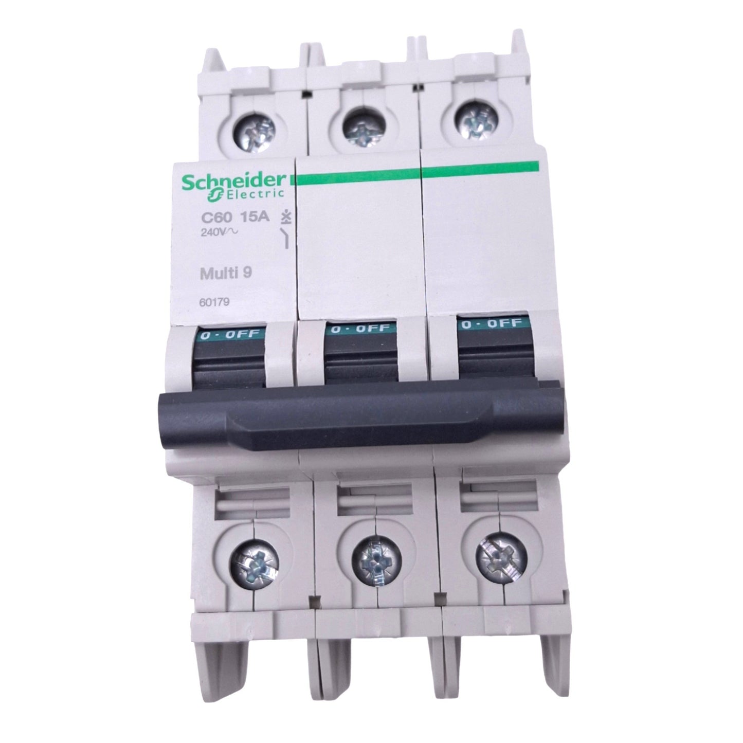 New Schneider Electric 60179 Multi9 Circuit Breaker, 3-Pole 15A, 240VAC, DIN Rail