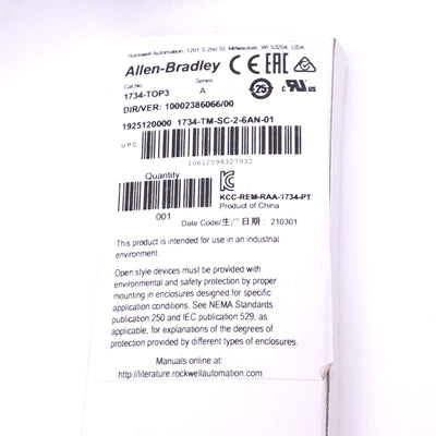 New Allen Bradley 1734-TOP3 POINT I/O Base Module, 12-Position, 300V Max, DIN Rail