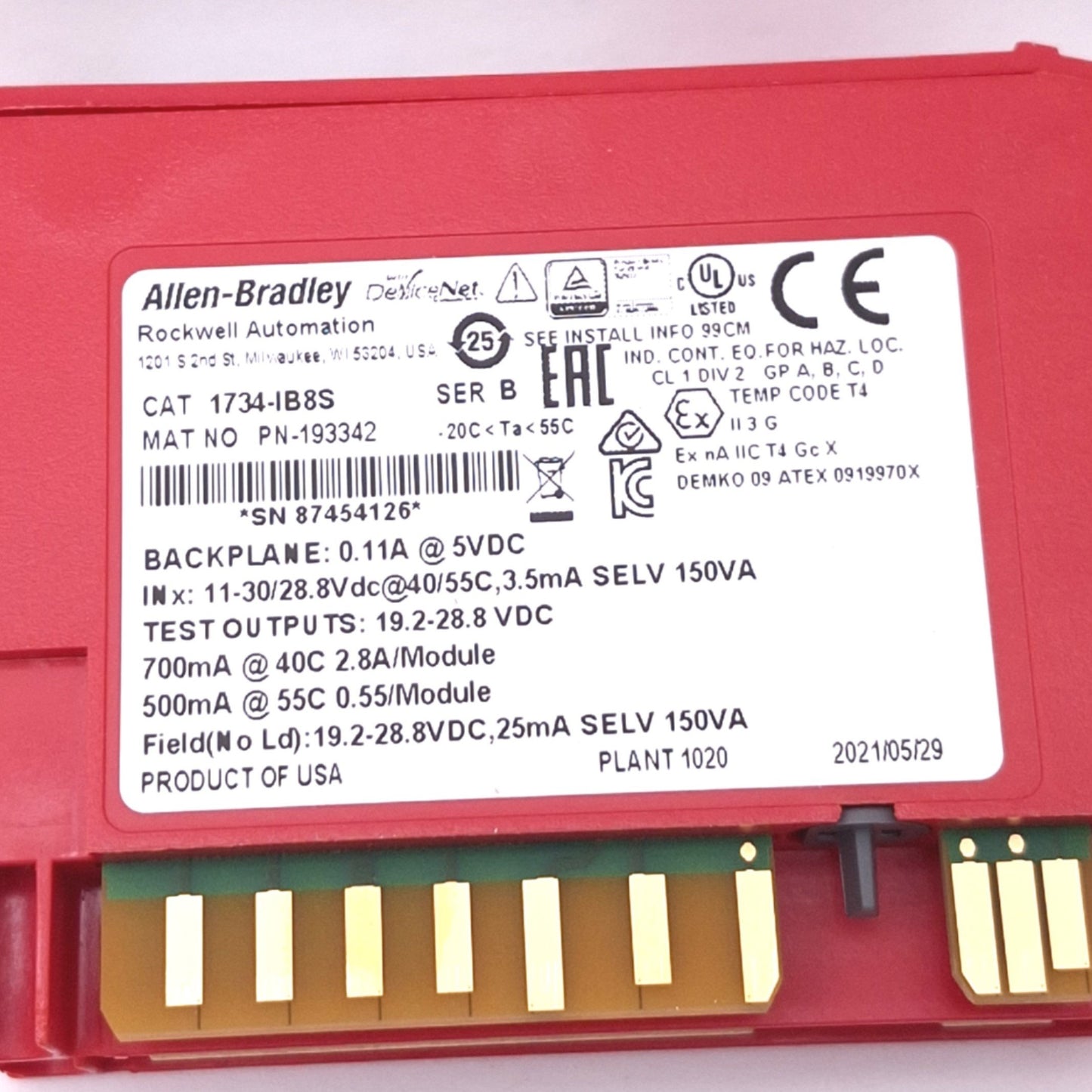 New Allen Bradley 1734-IB8S POINT I/O Guard Input Module, 8-Point, Sinking, 24VDC