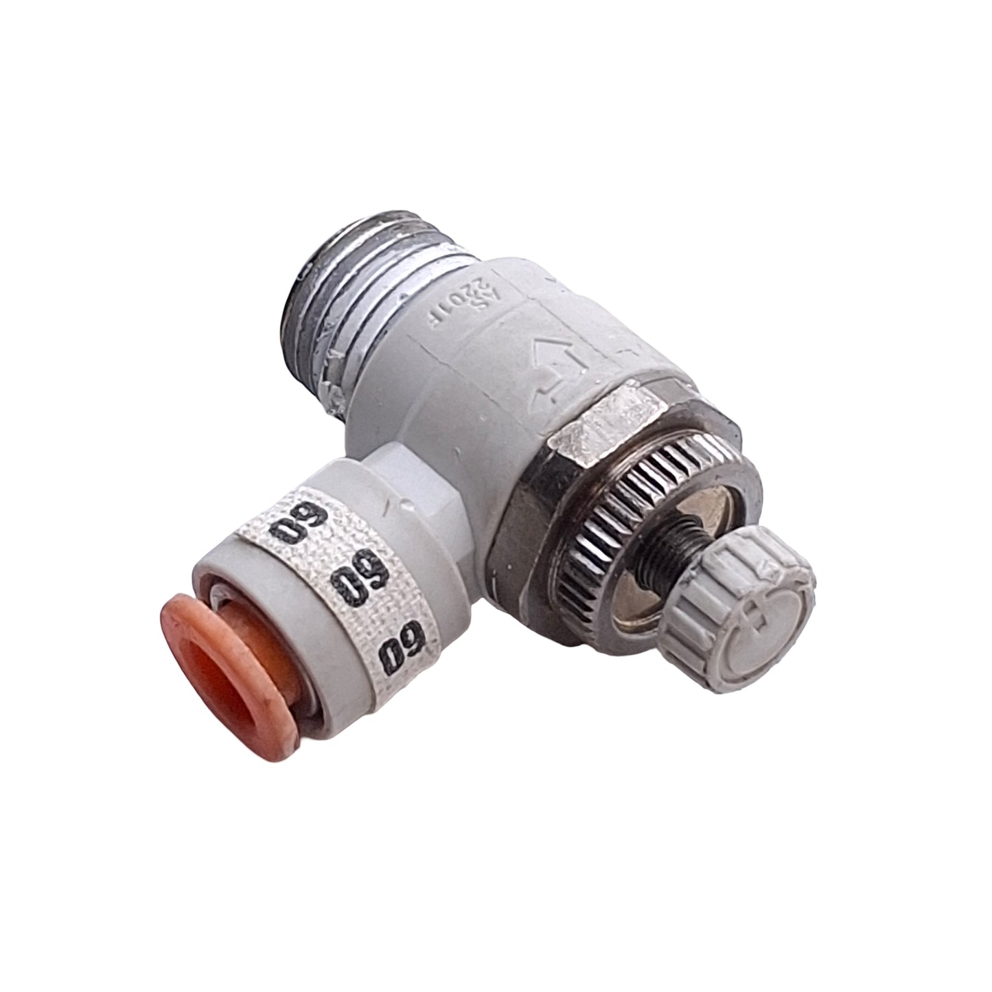 Used Lot of 4 SMC AS2201F-N02-07S Speed Control Fitting, 1/4in NPT to 1/4in OD Tube