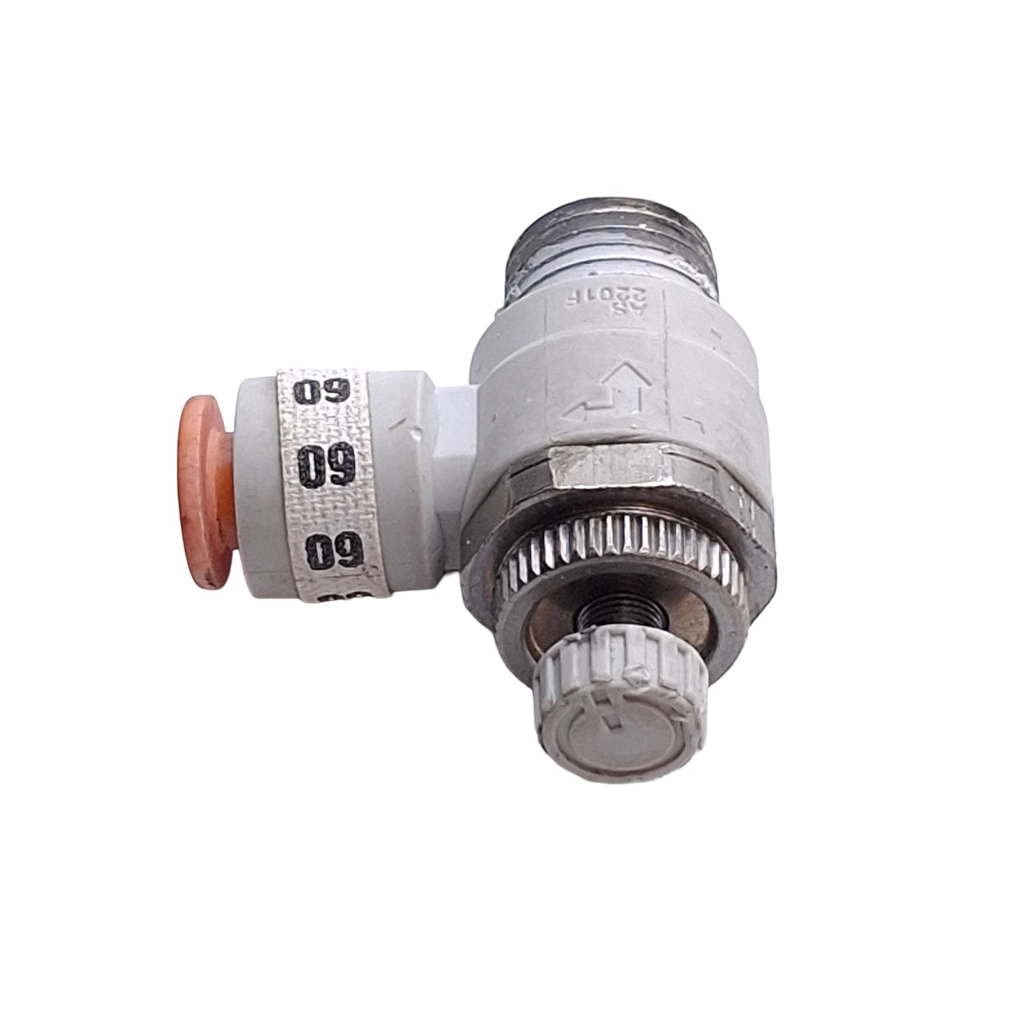 Used Lot of 4 SMC AS2201F-N02-07S Speed Control Fitting, 1/4in NPT to 1/4in OD Tube