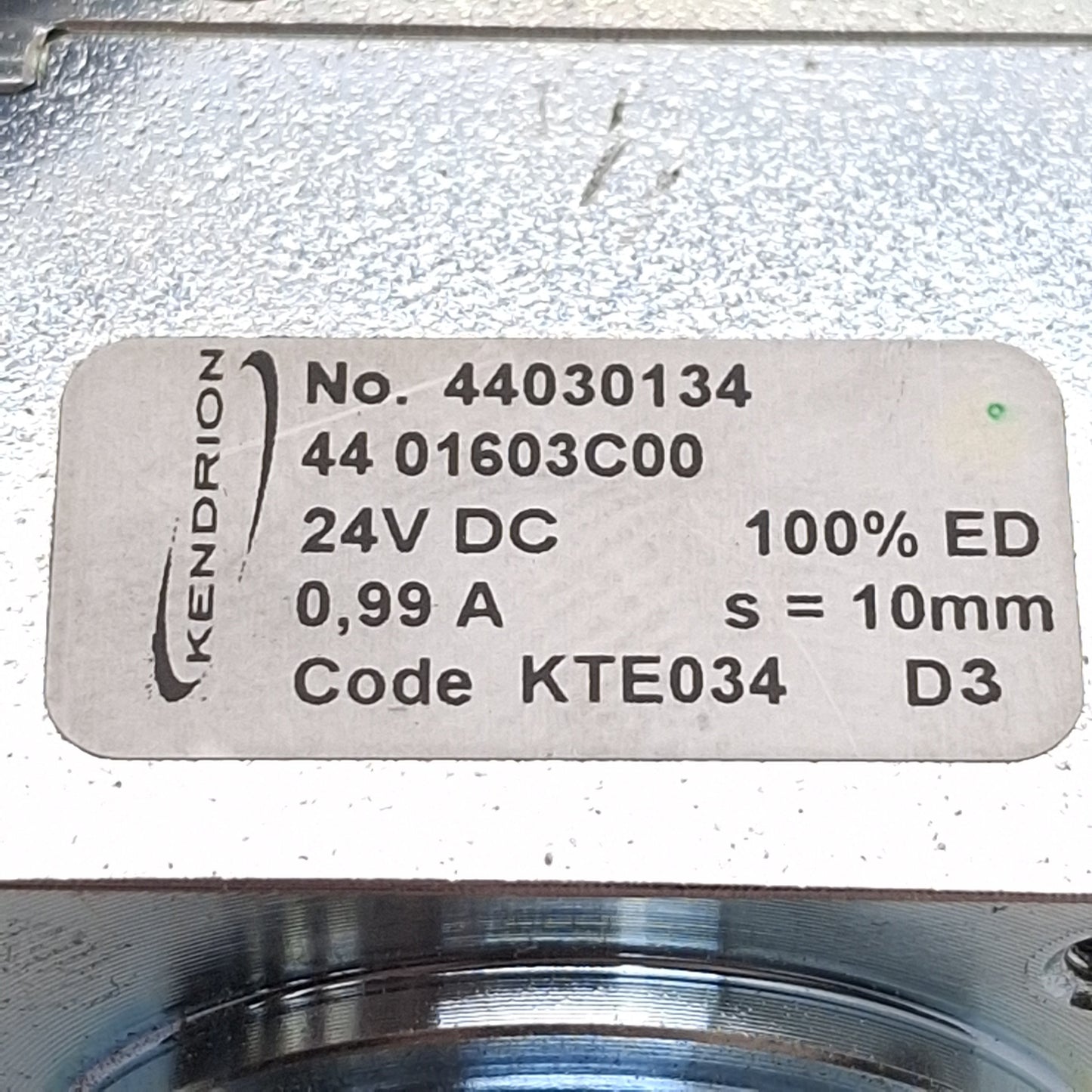 Used Kendrion 44-01603C00 Linear Solenoid, 10mm Stroke, 35mm Flange, 24VDC 0.99A Coil