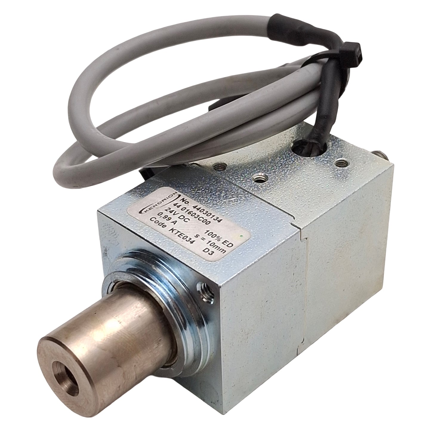 Used Kendrion 44-01603C00 Linear Solenoid, 10mm Stroke, 35mm Flange, 24VDC 0.99A Coil