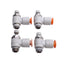 Used Lot of 4 SMC AS2201F-N01-07S Pneumatic Elbow Speed Control 1/8in NPT, 1/4in Tube