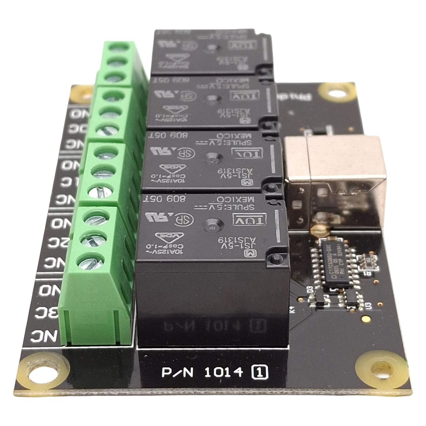 Used Phidgets 1014_1 PhidgetInterfaceKit 0/0/4, USB-B, 4x SPDT Relays, 5VDC Coils
