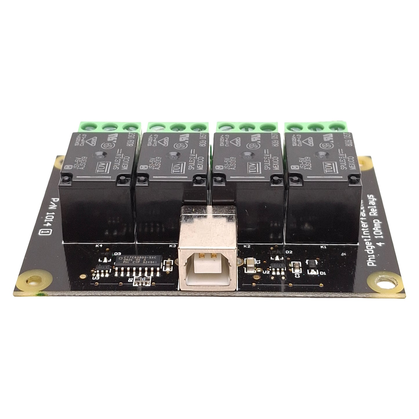 Used Phidgets 1014_1 PhidgetInterfaceKit 0/0/4, USB-B, 4x SPDT Relays, 5VDC Coils
