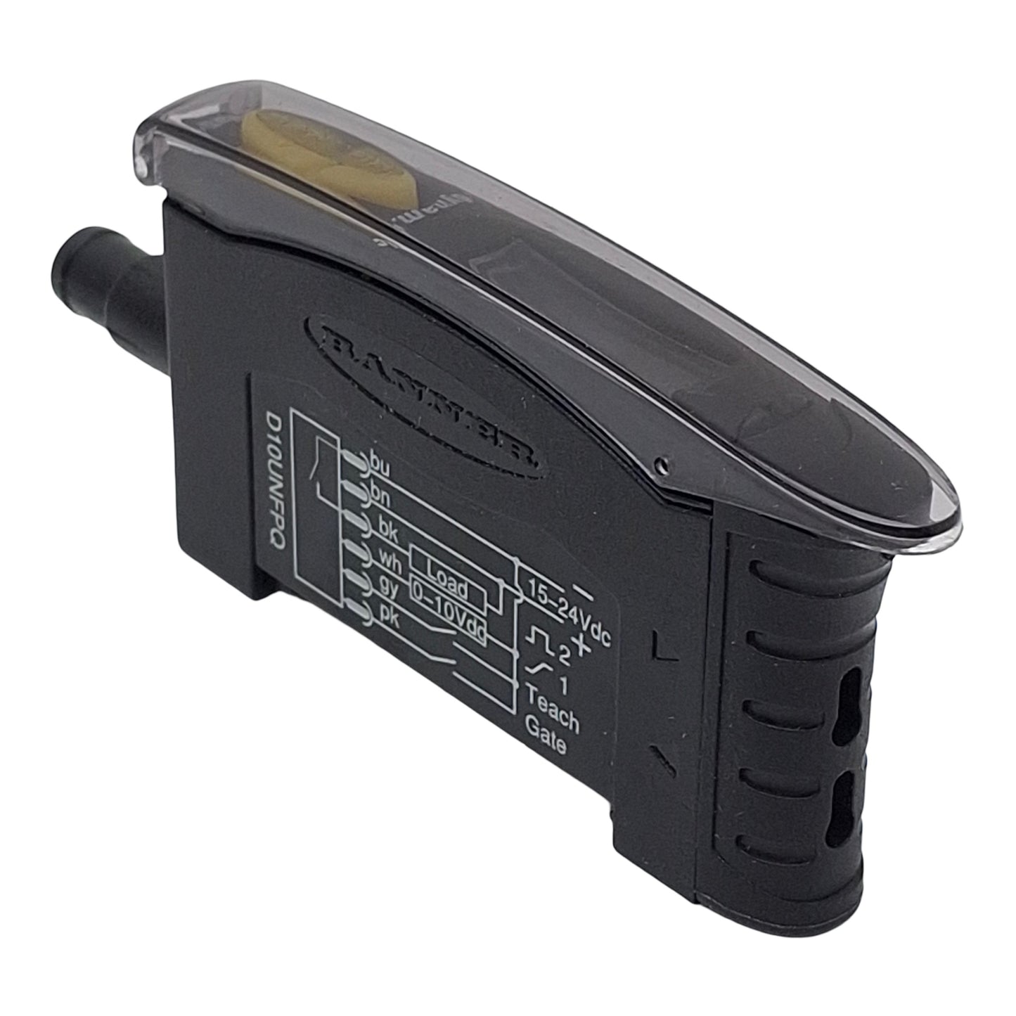 New – Open box Banner D10UNFPQ Fiber Optic Sensor, NPN 0-10VDC Out, 15-24VDC In, 6-Pin M8 Male