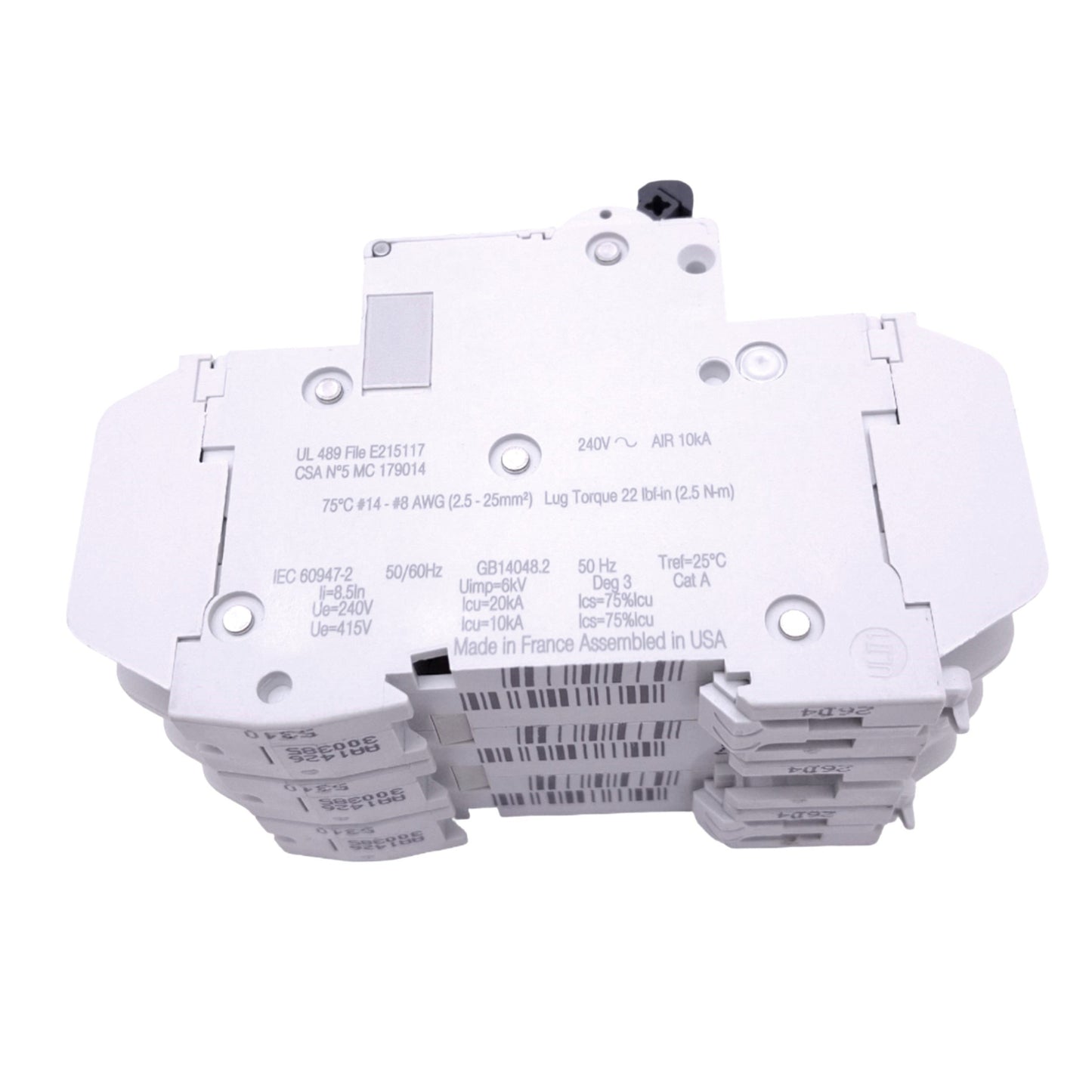 Used Schneider Electric 60179 Multi9 Circuit Breaker, 15A 3-Pole, 240VAC, DIN Rail