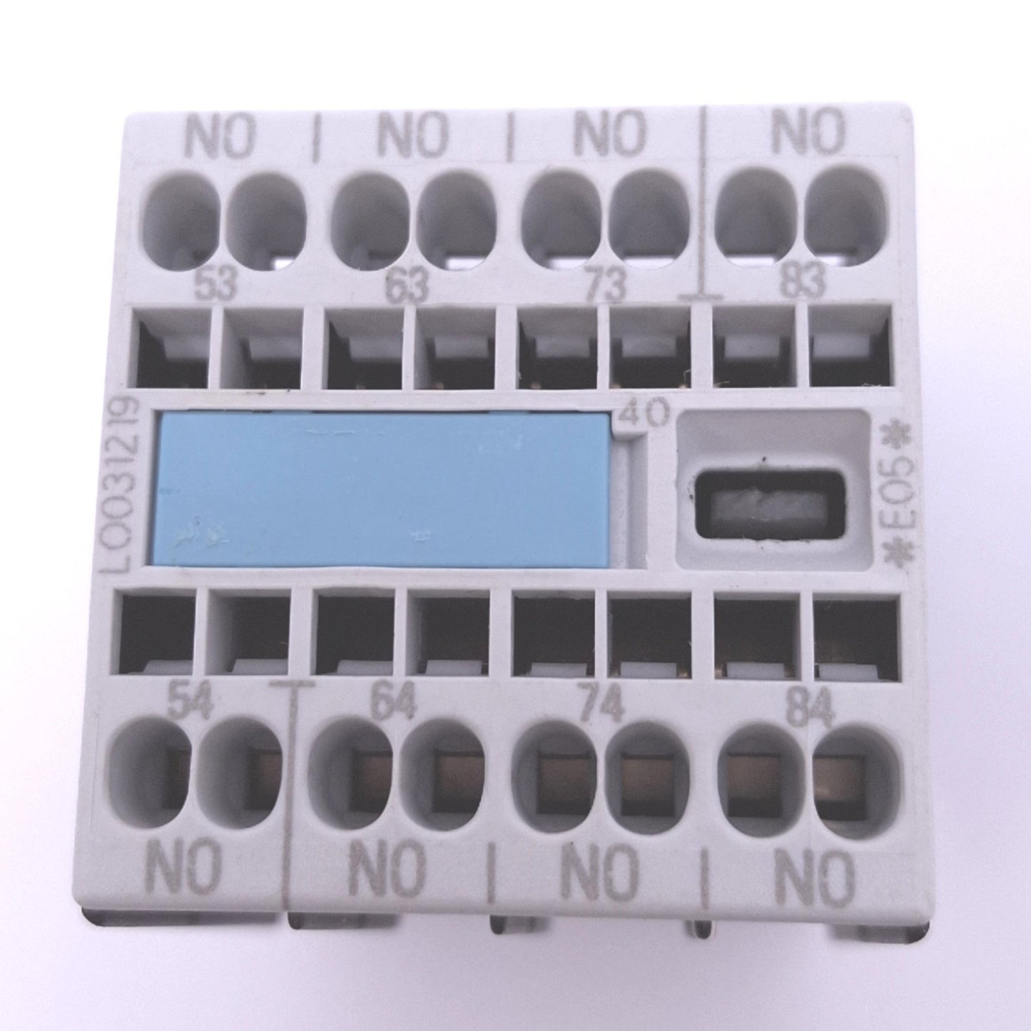 Used Siemens 3RH1911-2FA40 Auxiliary Contact Block for S00 Contactor, 4NO, 10A 240VAC