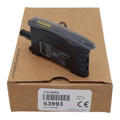 New Banner D10UNFPQ Fiber Optic Sensor, NPN 0-10VDC Out, 15-24VDC In, 6-Pin M8 Male