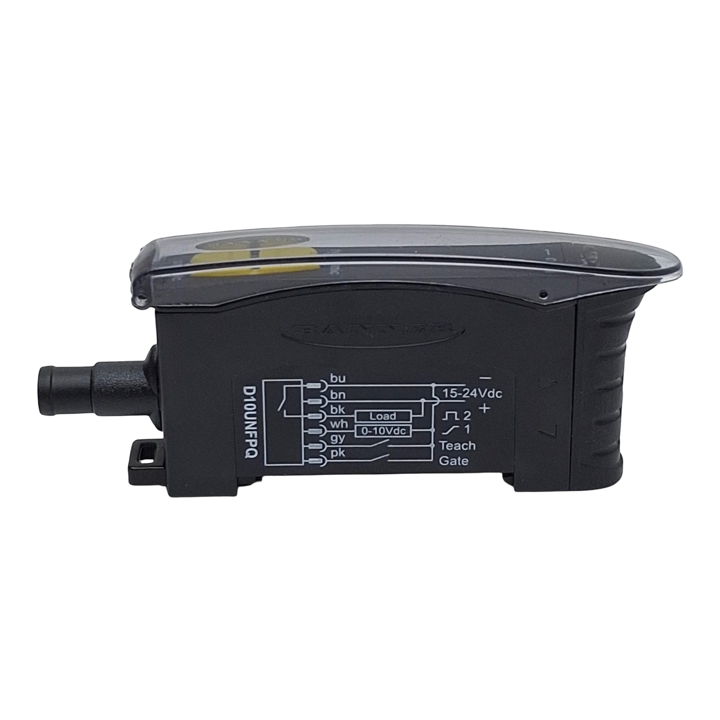 New Banner D10UNFPQ Fiber Optic Sensor, NPN 0-10VDC Out, 15-24VDC In, 6-Pin M8 Male