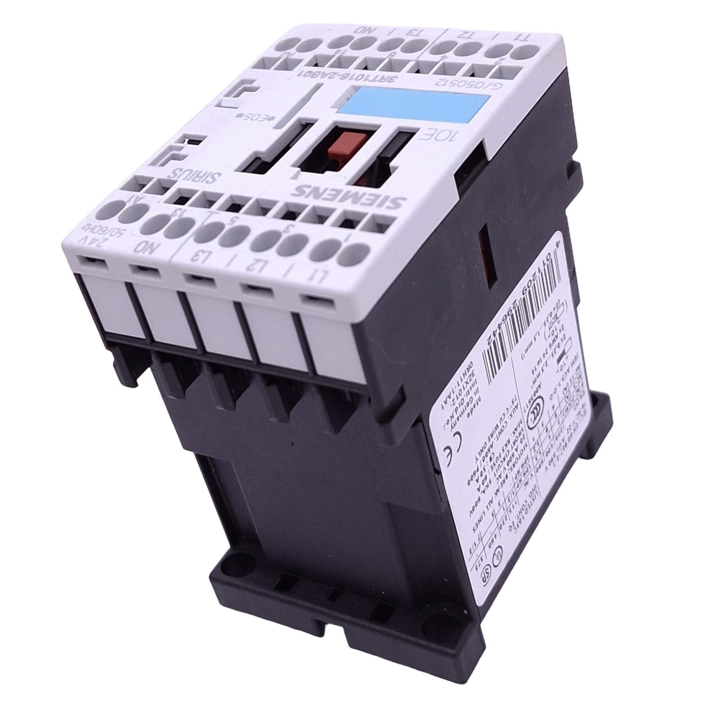 Used Siemens 3RT1016-2AB01 Contactor Relay, 3-Pole + 1NO Aux, 10A 600VAC, 24VAC Coil