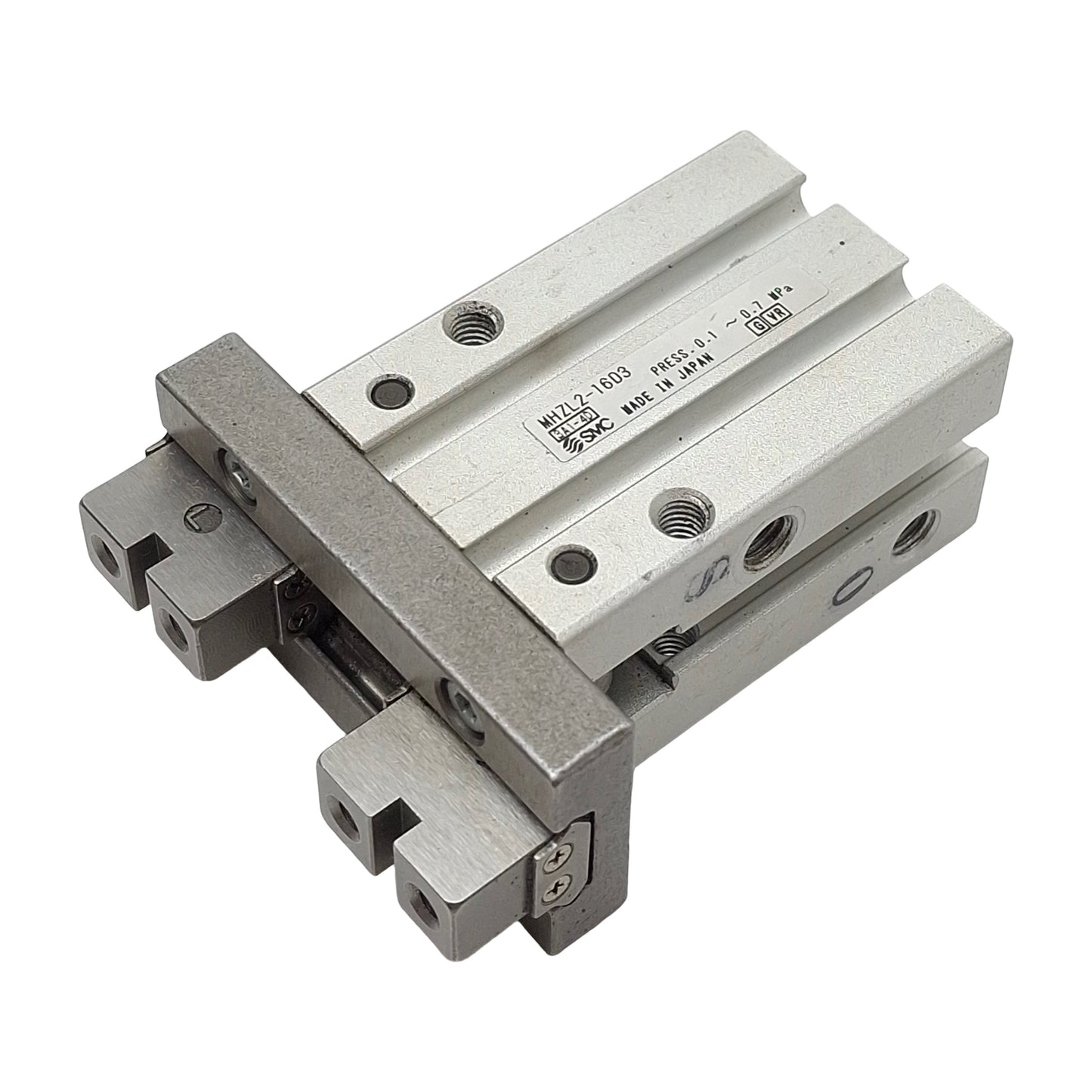 Used SMC MHZL2-16D3 2-Jaw Pneumatic Parallel Gripper, ø16mm Bore, 12mm Stroke, M5x0.8