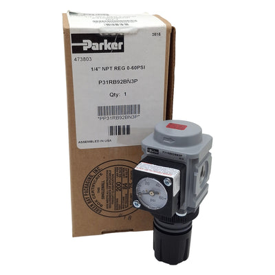 New Parker P31RB92BN3P Pneumatic Regulator, 300psi Max, 0-60psi Range, 1/4in NPT