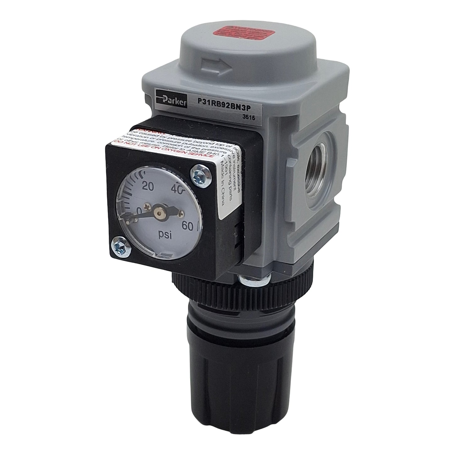 New Parker P31RB92BN3P Pneumatic Regulator, 300psi Max, 0-60psi Range, 1/4in NPT