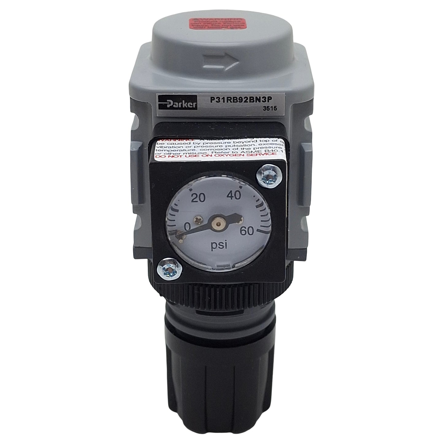New Parker P31RB92BN3P Pneumatic Regulator, 300psi Max, 0-60psi Range, 1/4in NPT