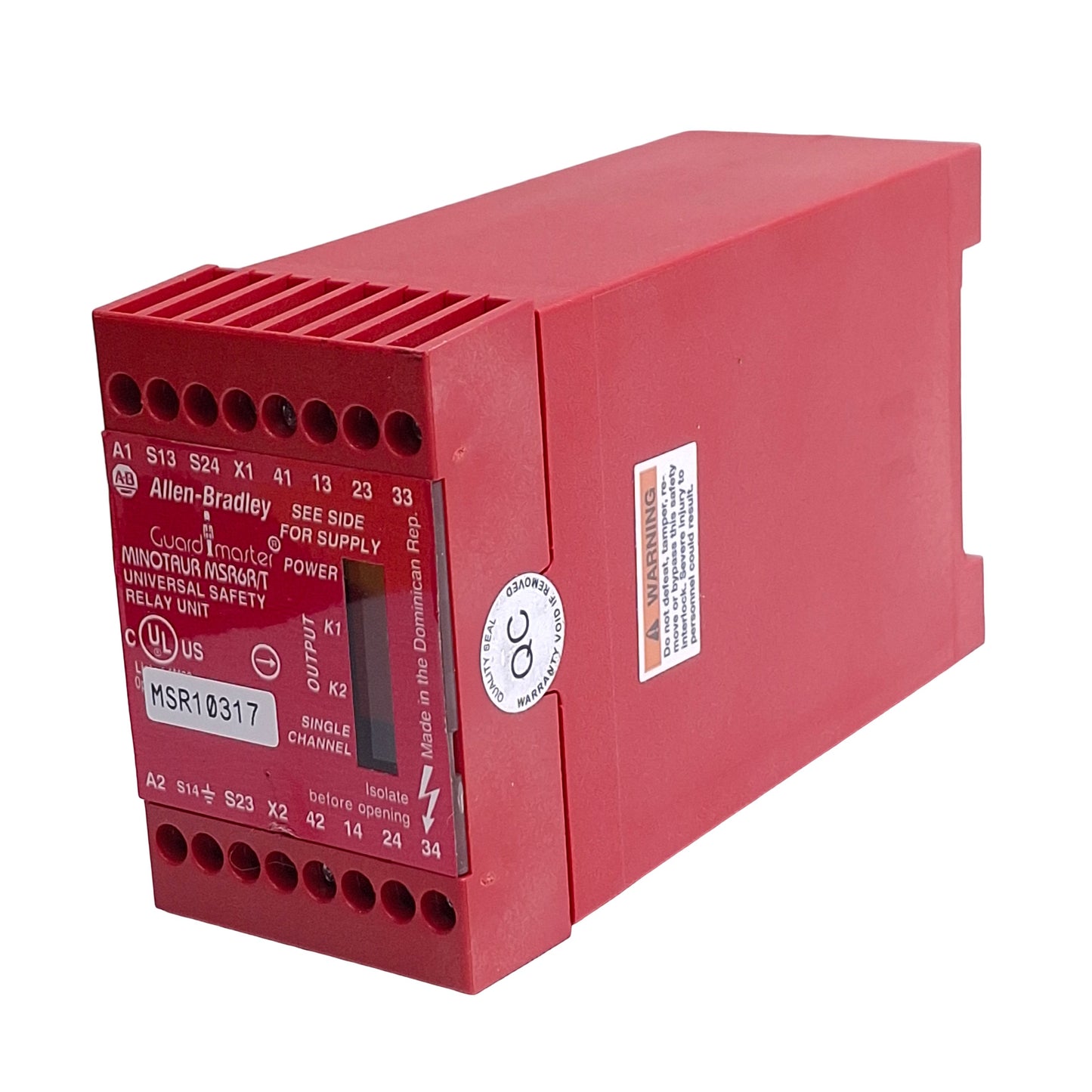 Used Allen Bradley 440R-C23017 MSR6R/T Guardmaster Minotaur Safety Relay, 24VAC/DC