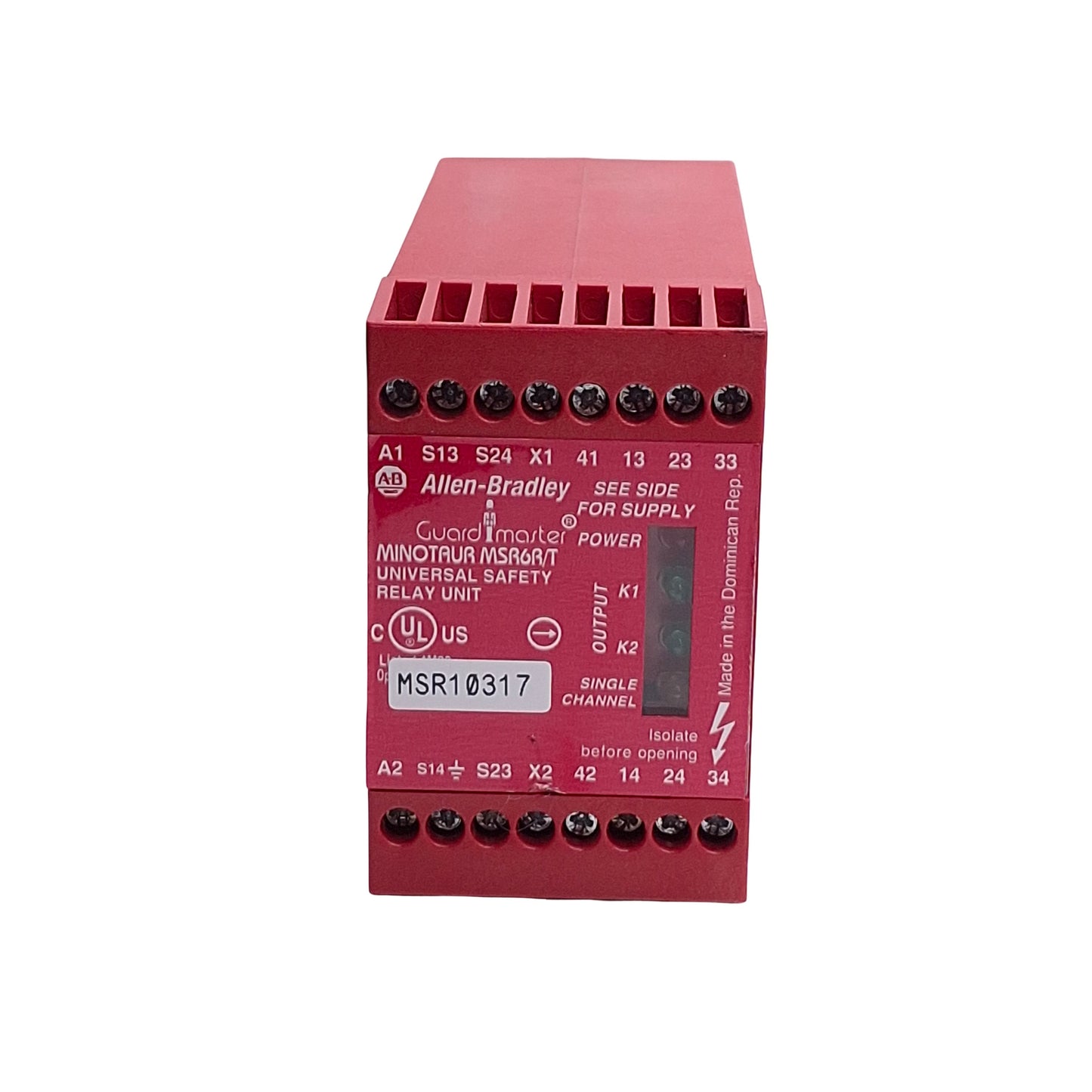 Used Allen Bradley 440R-C23017 MSR6R/T Guardmaster Minotaur Safety Relay, 24VAC/DC
