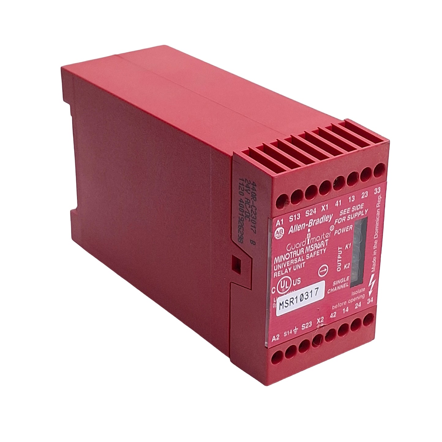 Used Allen Bradley 440R-C23017 MSR6R/T Guardmaster Minotaur Safety Relay, 24VAC/DC