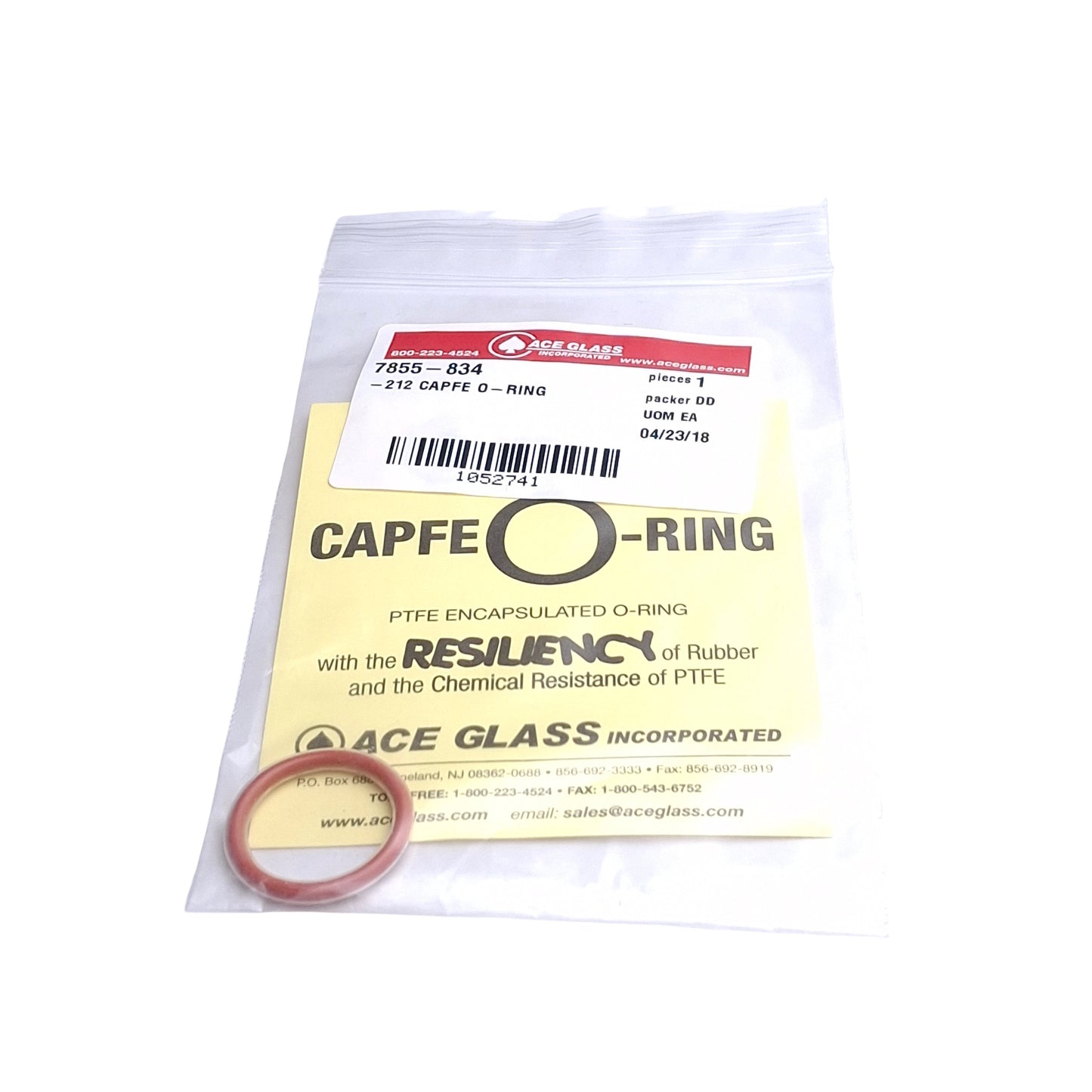 New Lot of 2 Ace Glass 7855-834 CAPFE O-Rings, Size 212, ID=21.8mm, 3.5mm Width