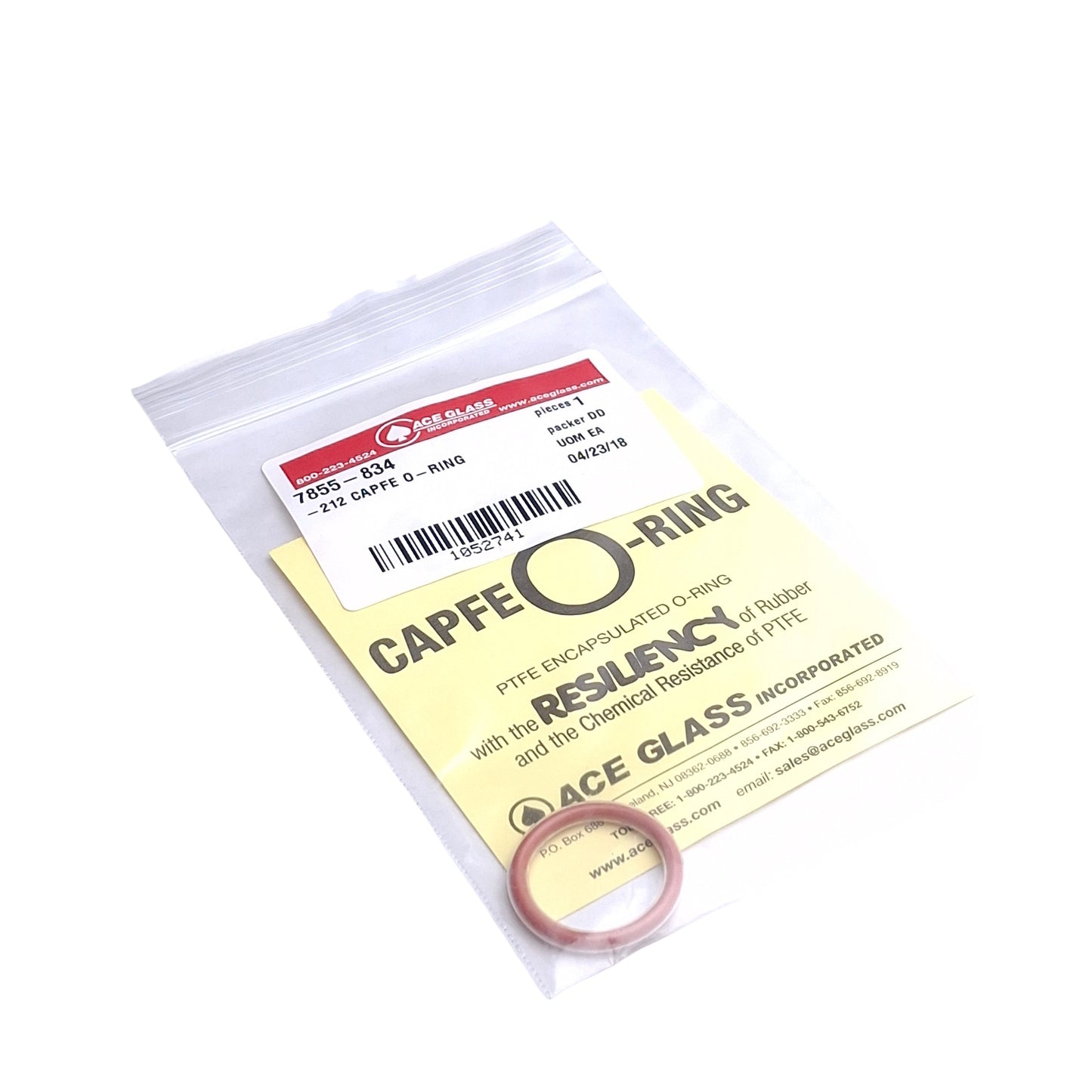 New Lot of 2 Ace Glass 7855-834 CAPFE O-Rings, Size 212, ID=21.8mm, 3.5mm Width