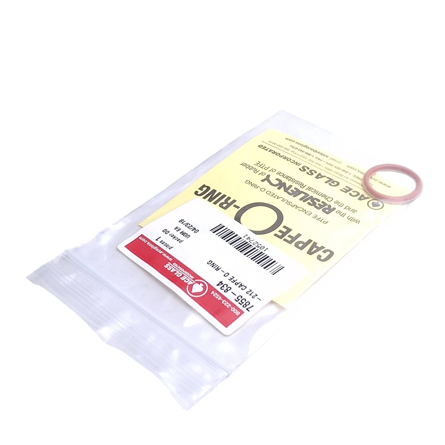 New Lot of 2 Ace Glass 7855-834 CAPFE O-Rings, Size 212, ID=21.8mm, 3.5mm Width