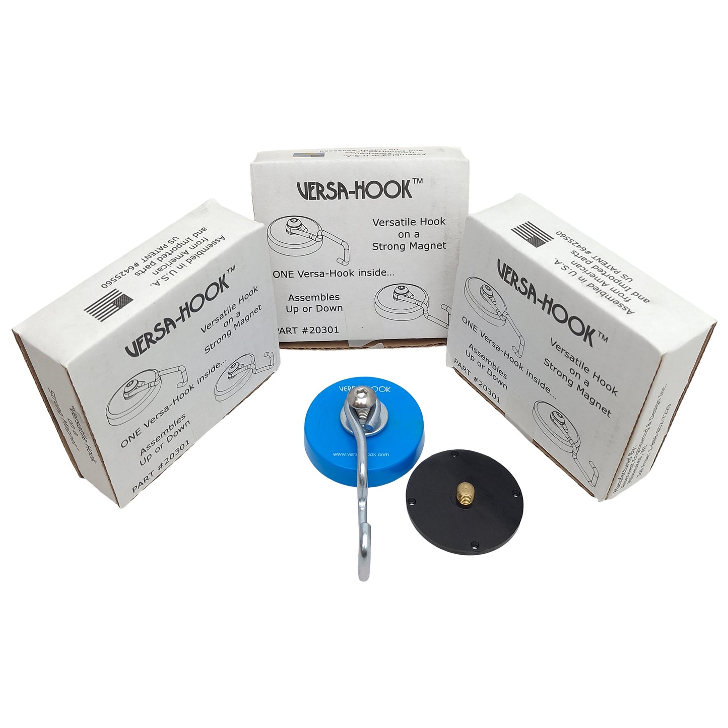 New Lot of 3 Versa-Hook 20301 Versatile Magnetic Tool Hook, Blue, ø58mm OD