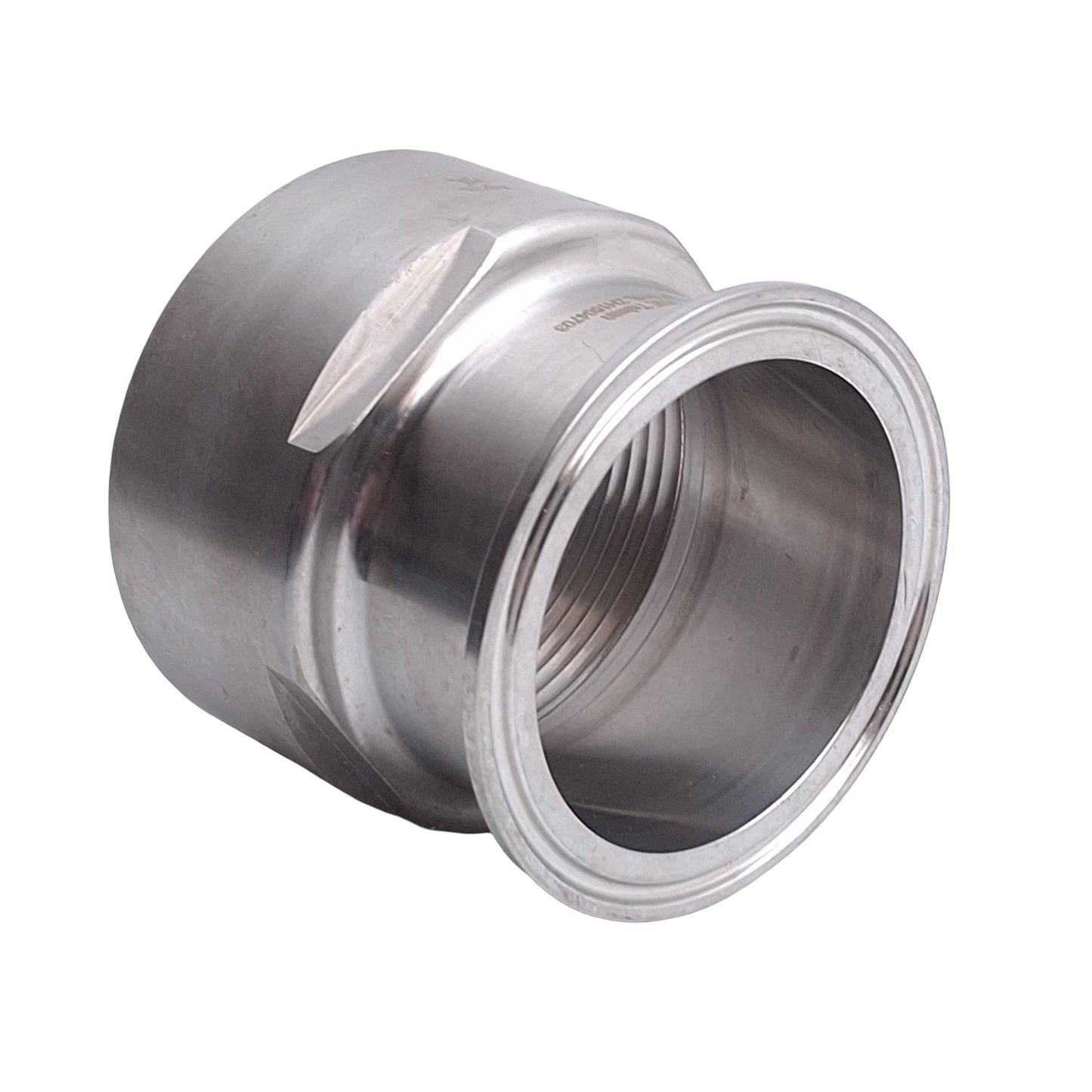 Used VNE EG22 ZH1504703 Female Sanitary Adapter, 2.5in NPT to Sanitary Flange