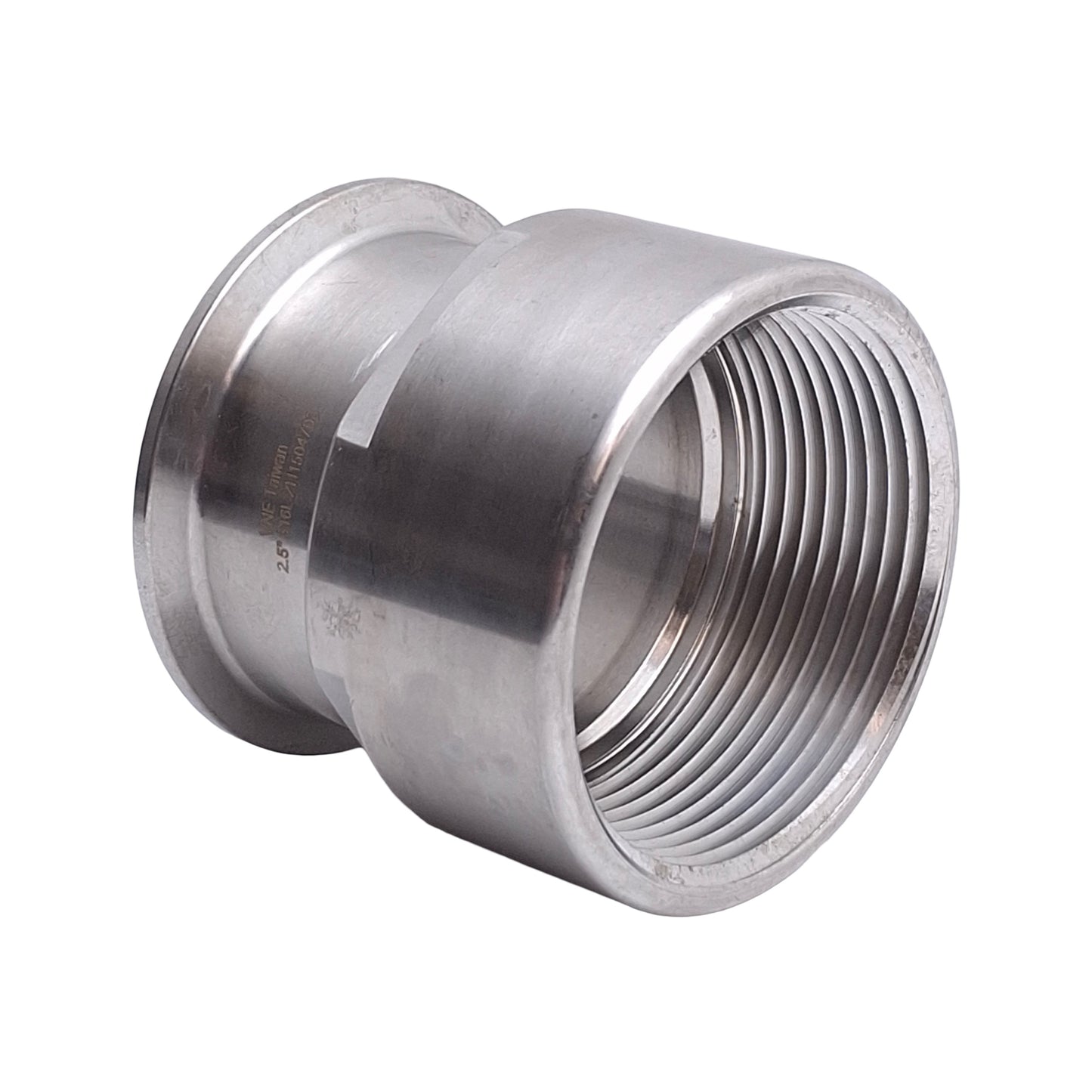 Used VNE EG22 ZH1504703 Female Sanitary Adapter, 2.5in NPT to Sanitary Flange