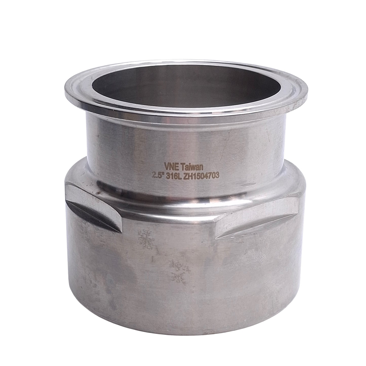 Used VNE EG22 ZH1504703 Female Sanitary Adapter, 2.5in NPT to Sanitary Flange
