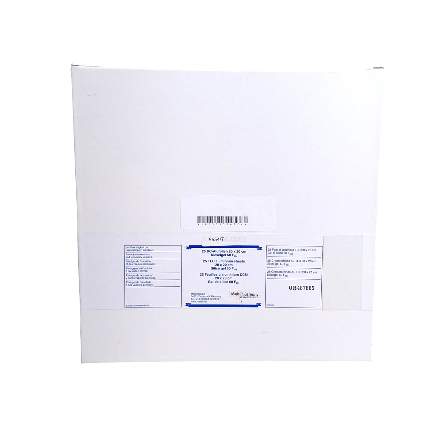 New – Open box Lot of 20 Merck 1.05554.0001 TCL Aluminum Sheets Silica Gel 60 F254, 20cm x 20cm