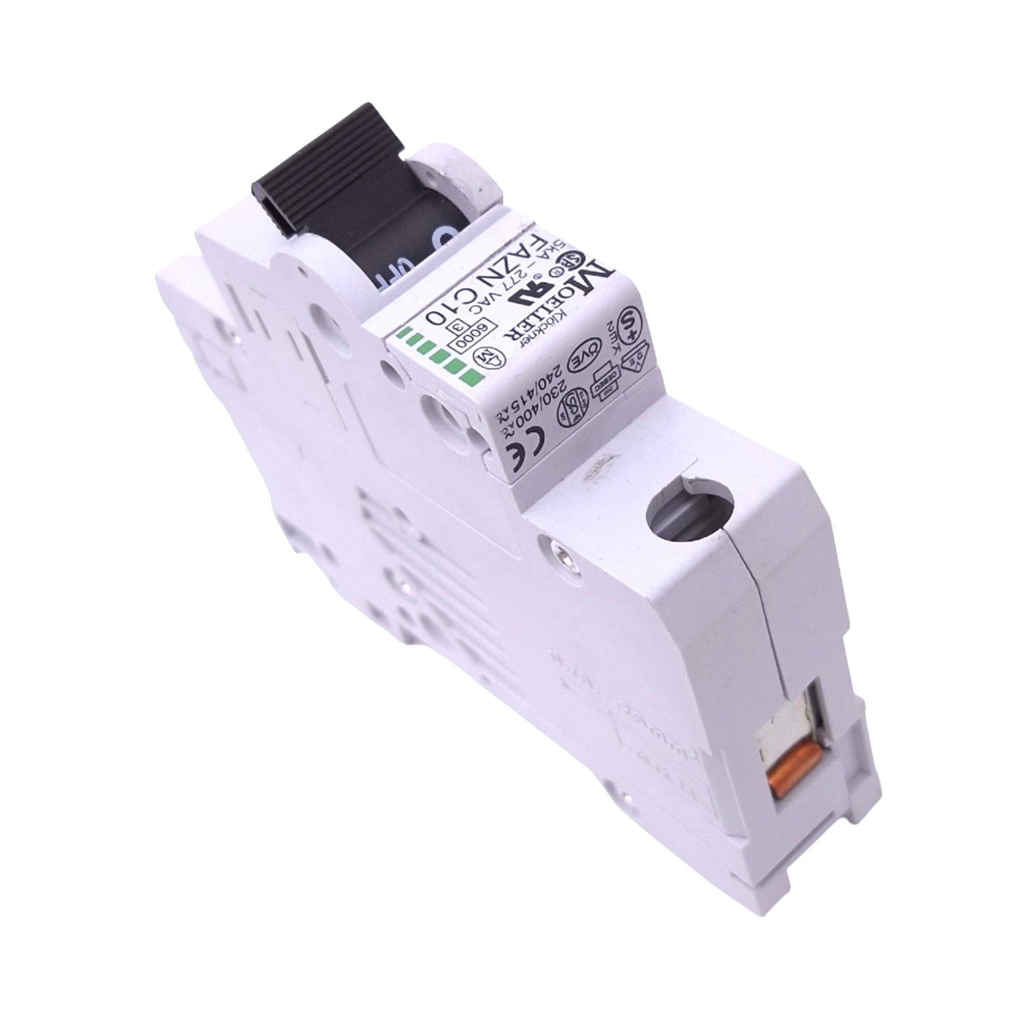 Used Lot of 4 Moeller FAZN-C10/1 Circuit Breakers, 1-Pole 10A, 277VAC, DIN Rail