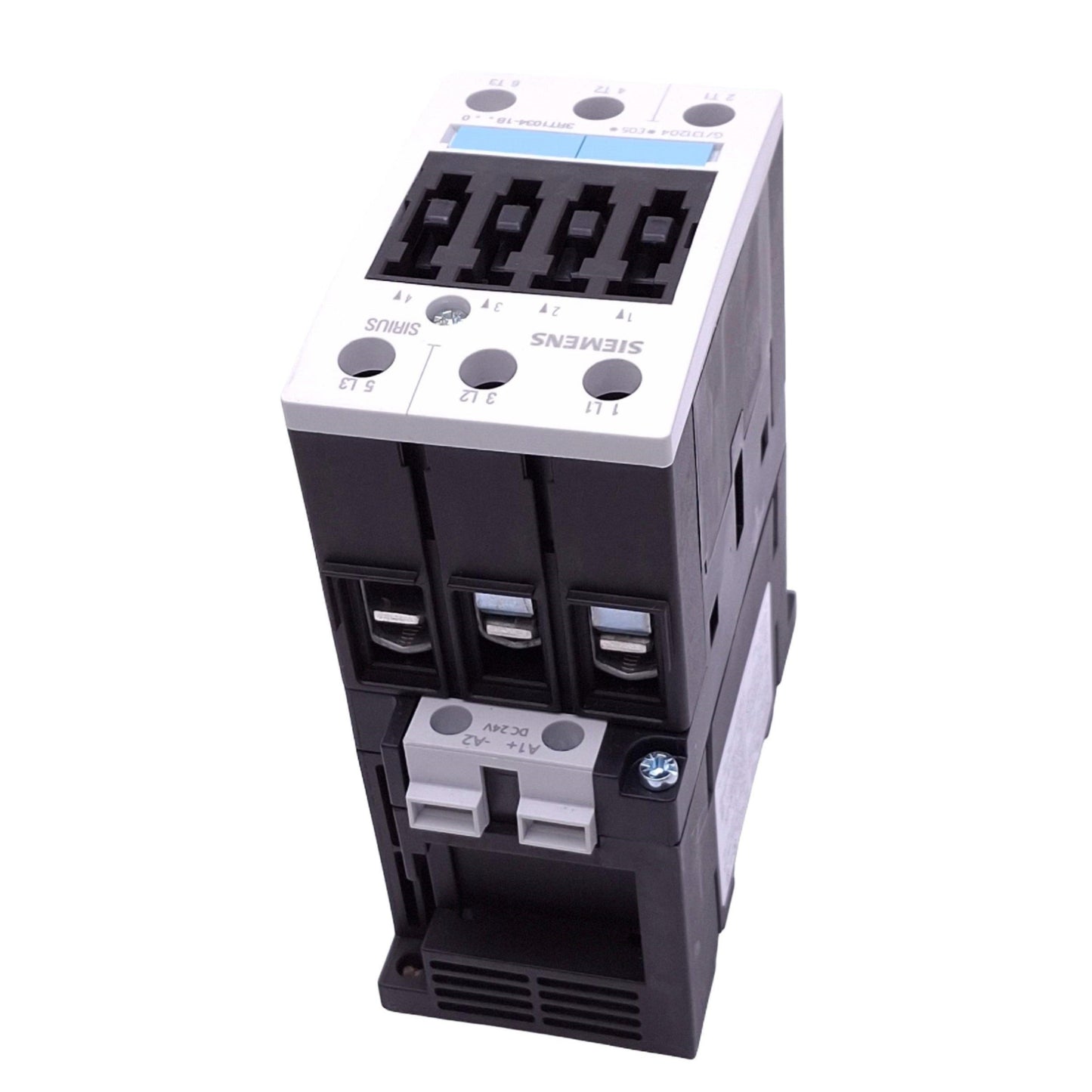 Used Siemens 3RT1034-1BB40 Sirius Contactor, 3-Pole NO, AC-3 400V 15kW, 24VDC Coil