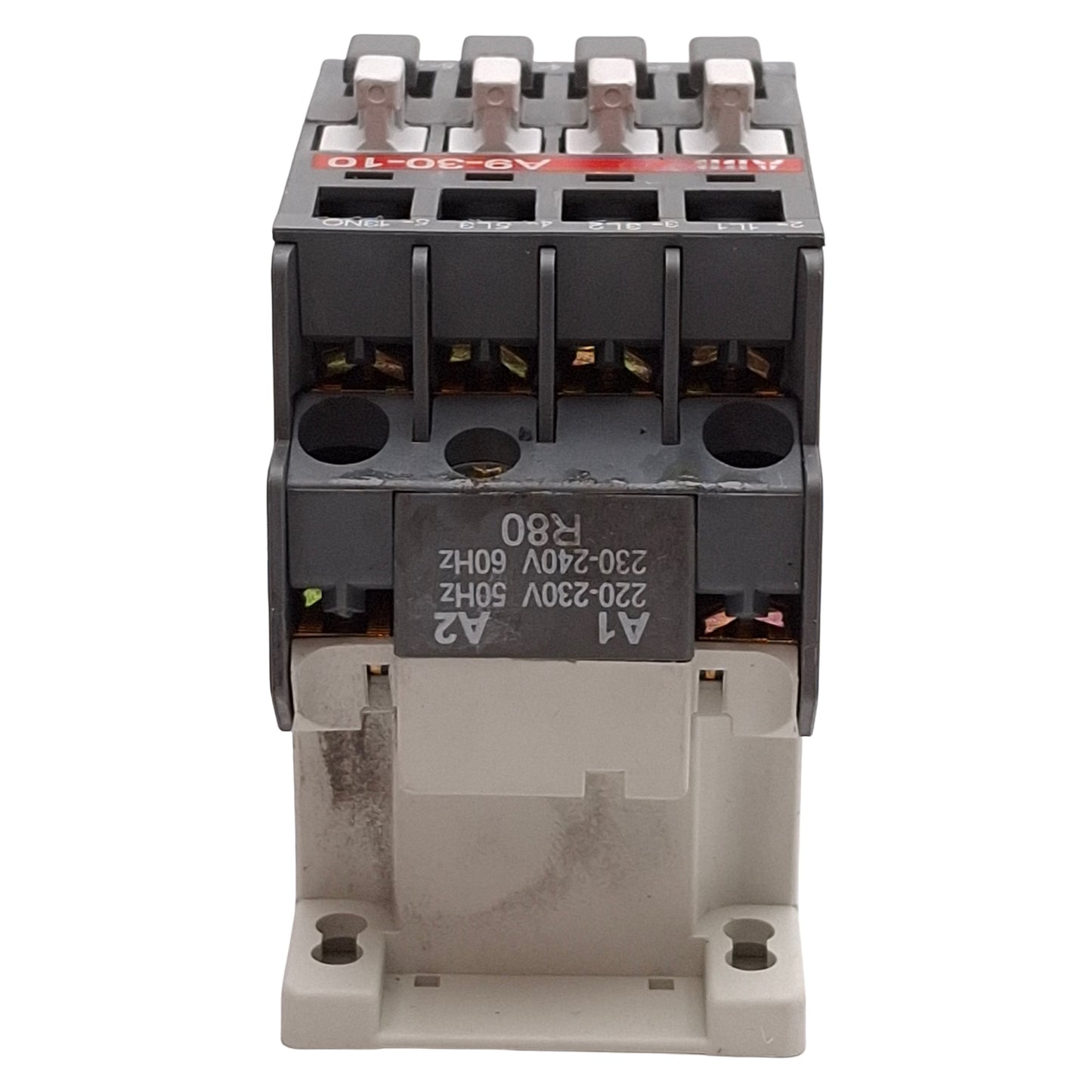 Used Lot of 2 ABB A9-30-10 Contactor, 3NO+1NO Aux, 7.5HP @ 3Ø 600VAC, 230-240VAC Coil