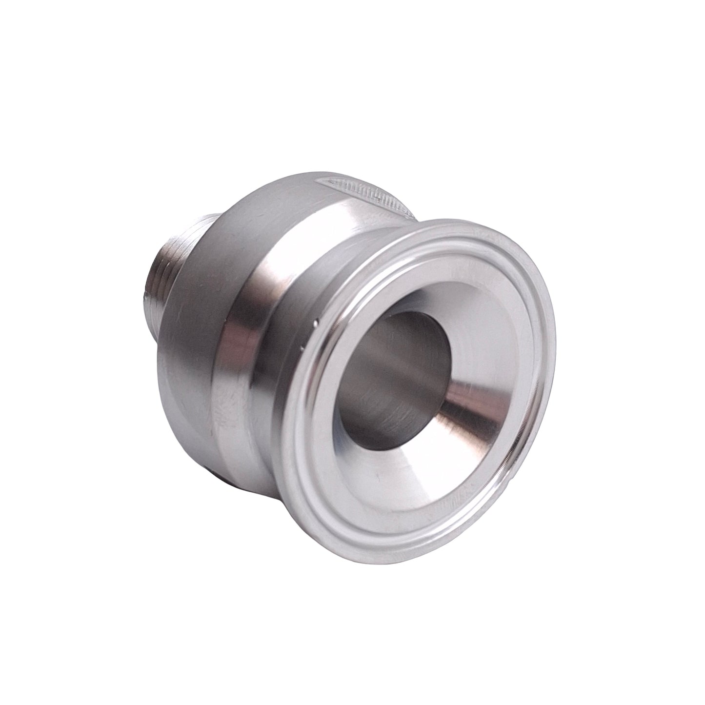 Used Andron Stainless AC21415075 Quick Clamp Tube Fitting, 1.5in Sanitary to 3/4 NPT