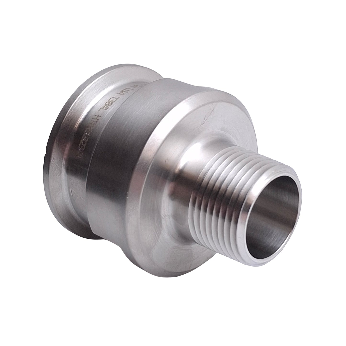 Used Andron Stainless AC21415075 Quick Clamp Tube Fitting, 1.5in Sanitary to 3/4 NPT