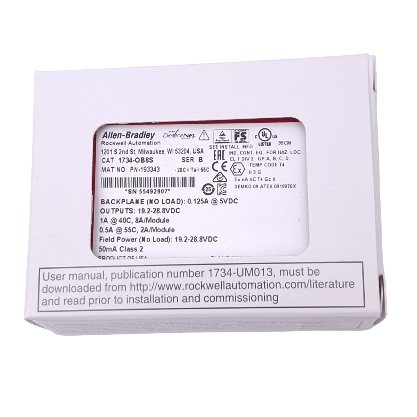 New Allen Bradley 1734-OB8S POINT I/O Safety Output Module, 8-Point Sourcing, 24VDC