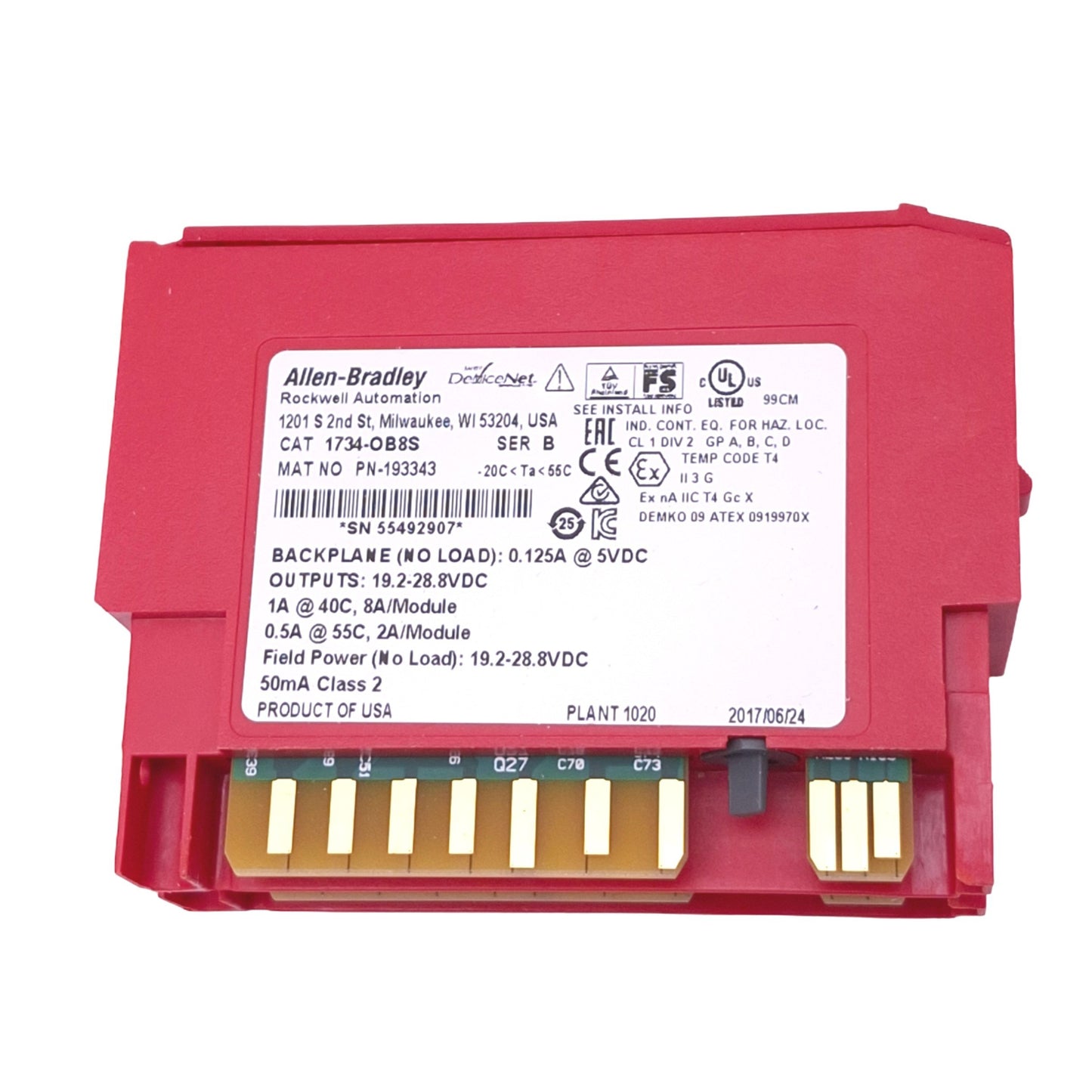 New Allen Bradley 1734-OB8S POINT I/O Safety Output Module, 8-Point Sourcing, 24VDC